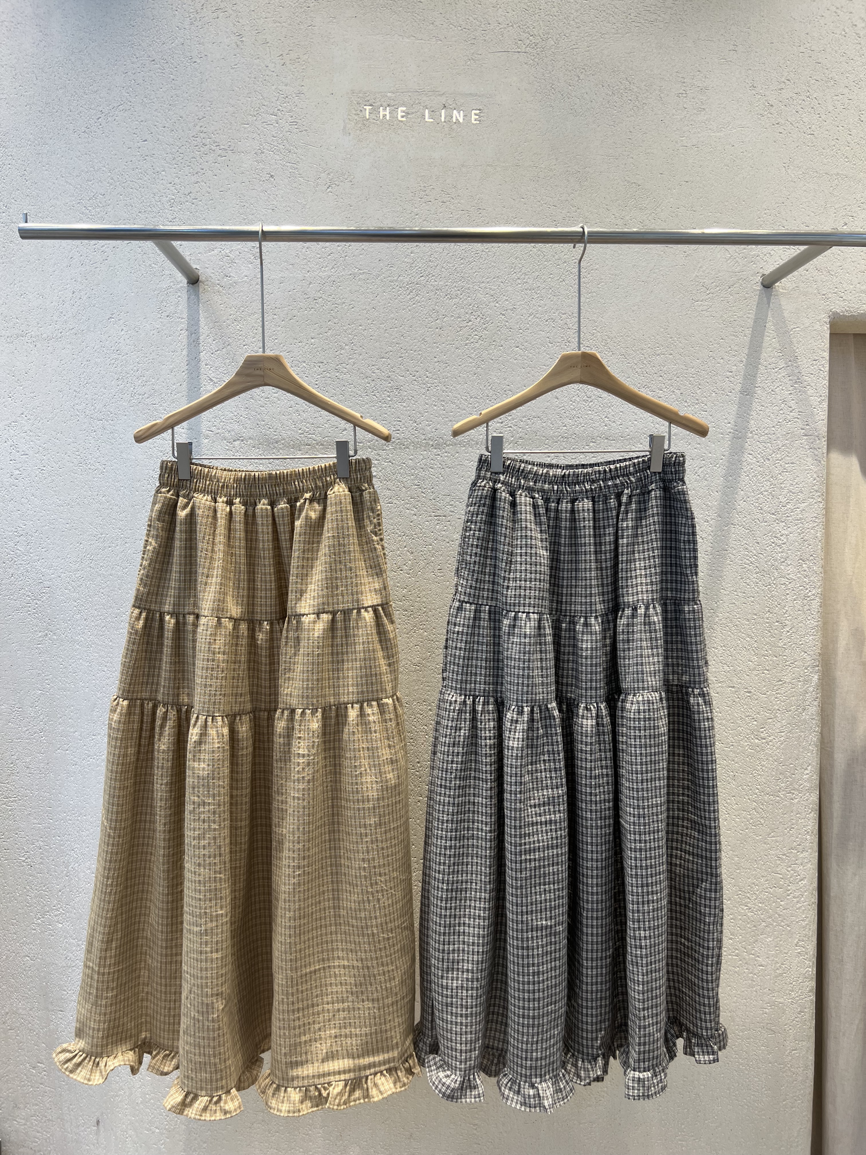 コットンティアードウエストゴムロングチェックスカート | 詳細画像11