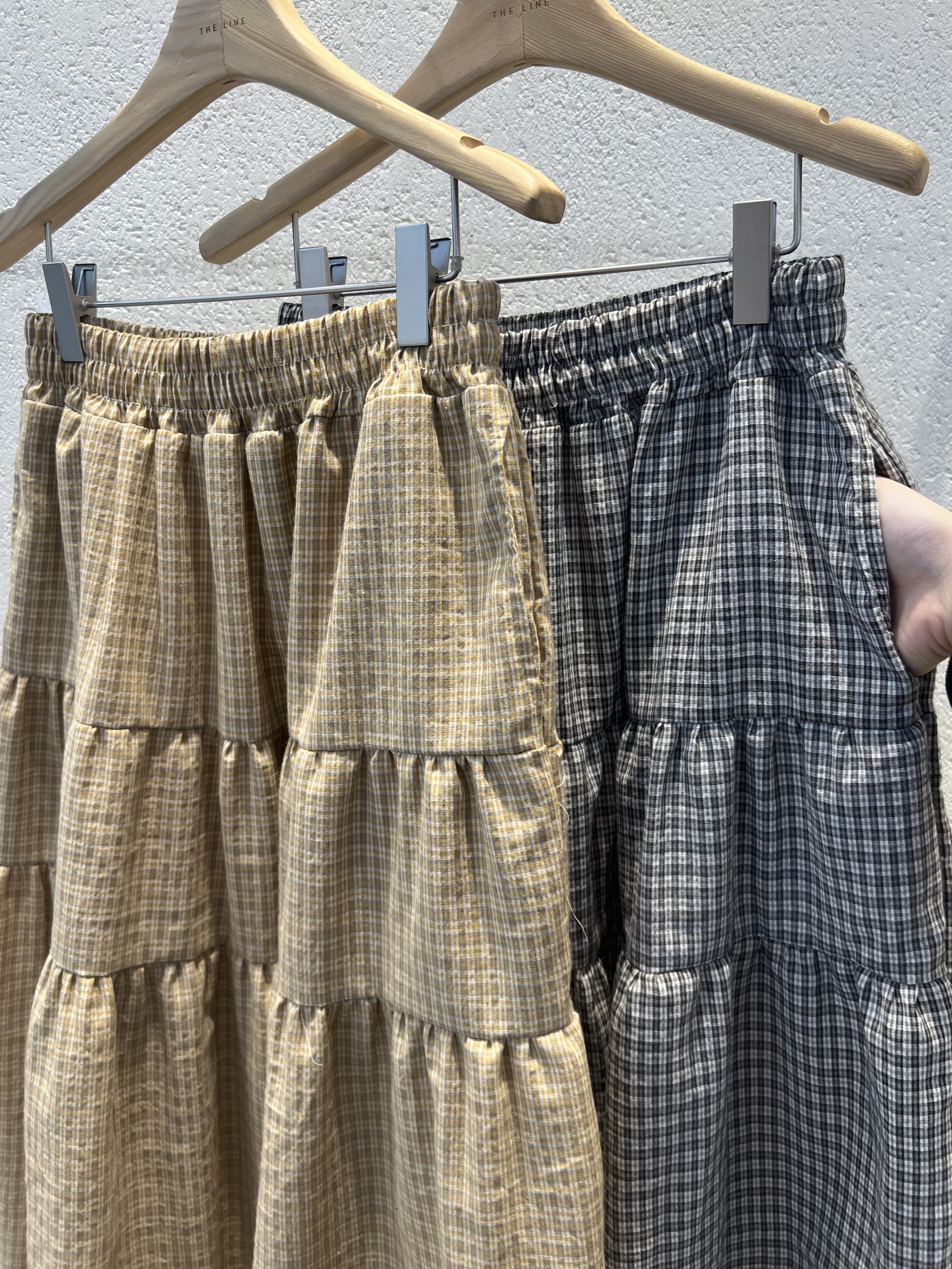 コットンティアードウエストゴムロングチェックスカート | 詳細画像12