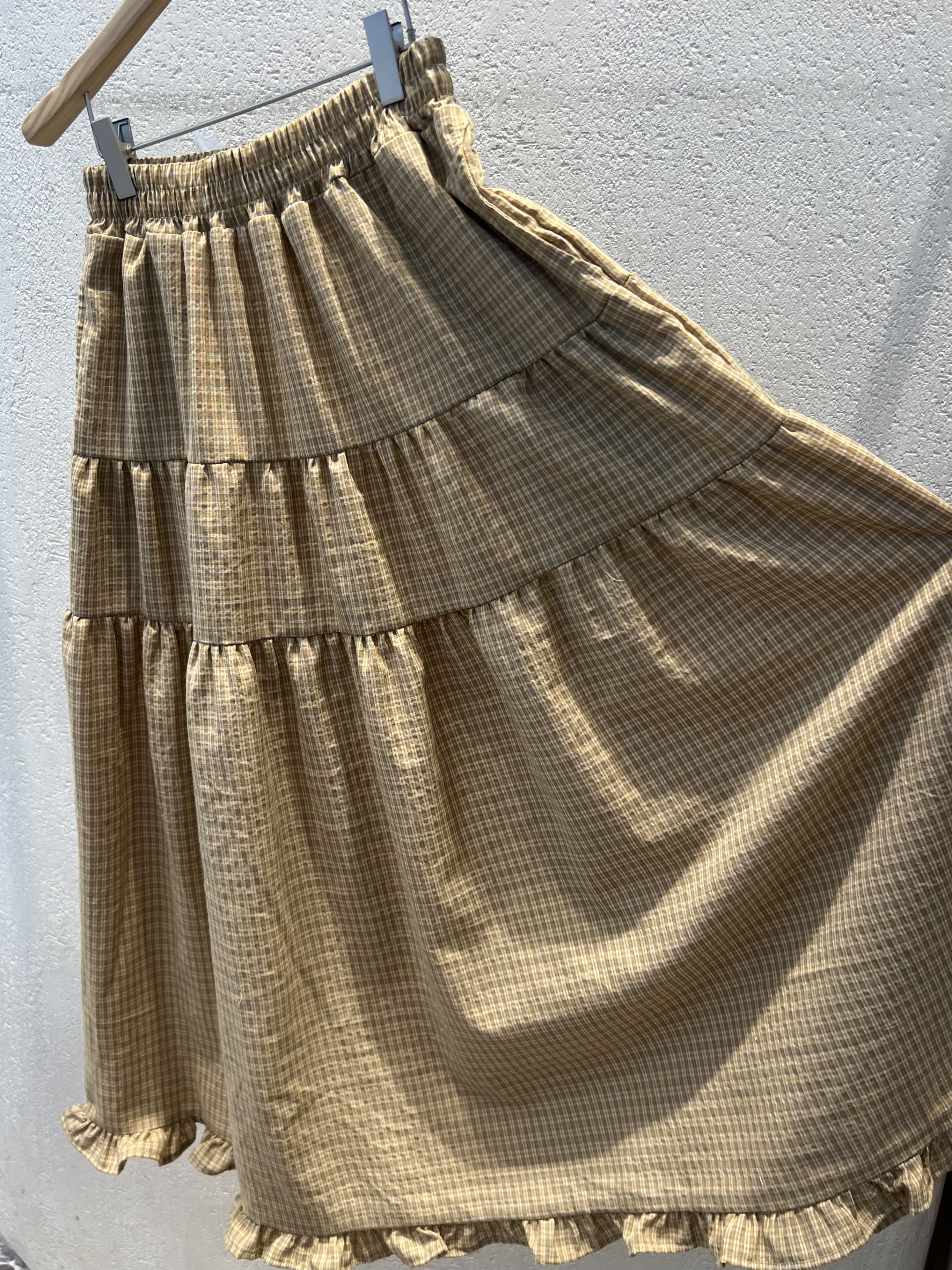 コットンティアードウエストゴムロングチェックスカート | 詳細画像13