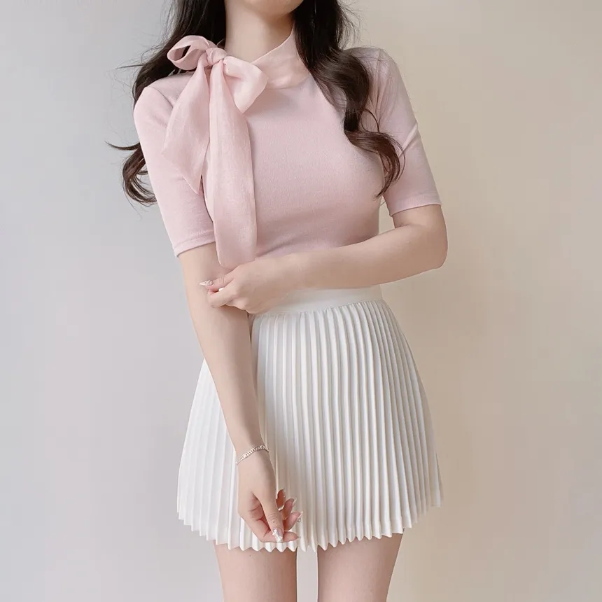 リボンボウタイ半袖Tシャツ | mirangmirang | 詳細画像12