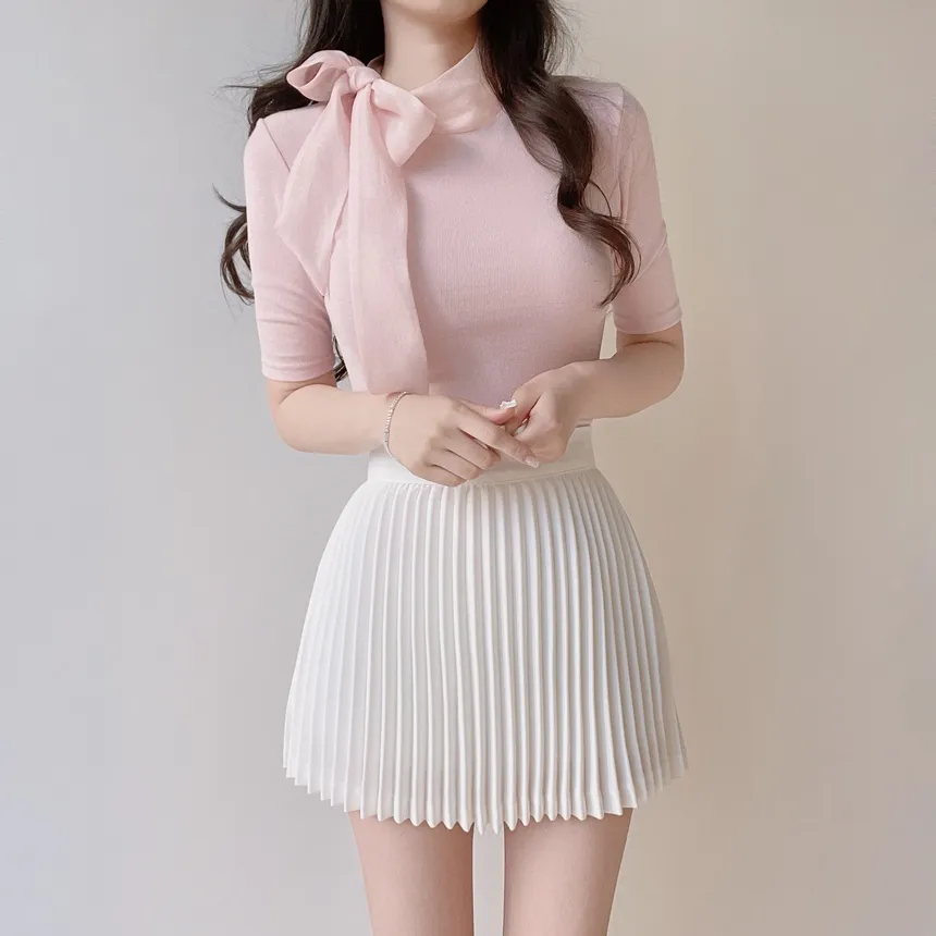 リボンボウタイ半袖Tシャツ | mirangmirang | 詳細画像19