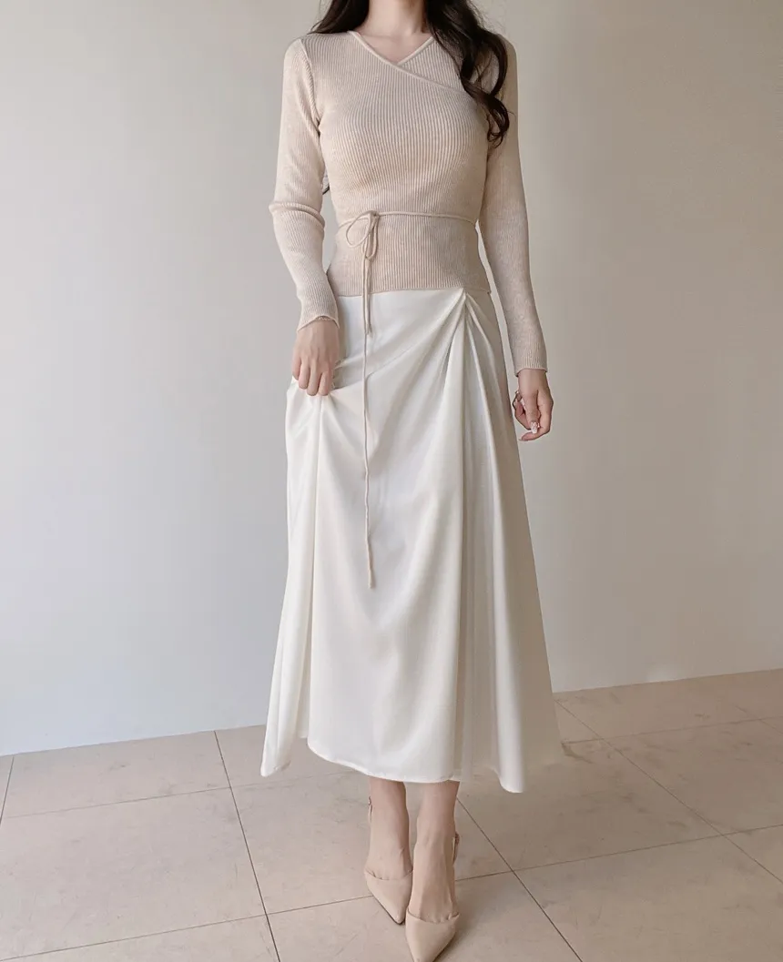 リブVネック長袖カシュクールニットストラップ付 | mirangmirang | 詳細画像28