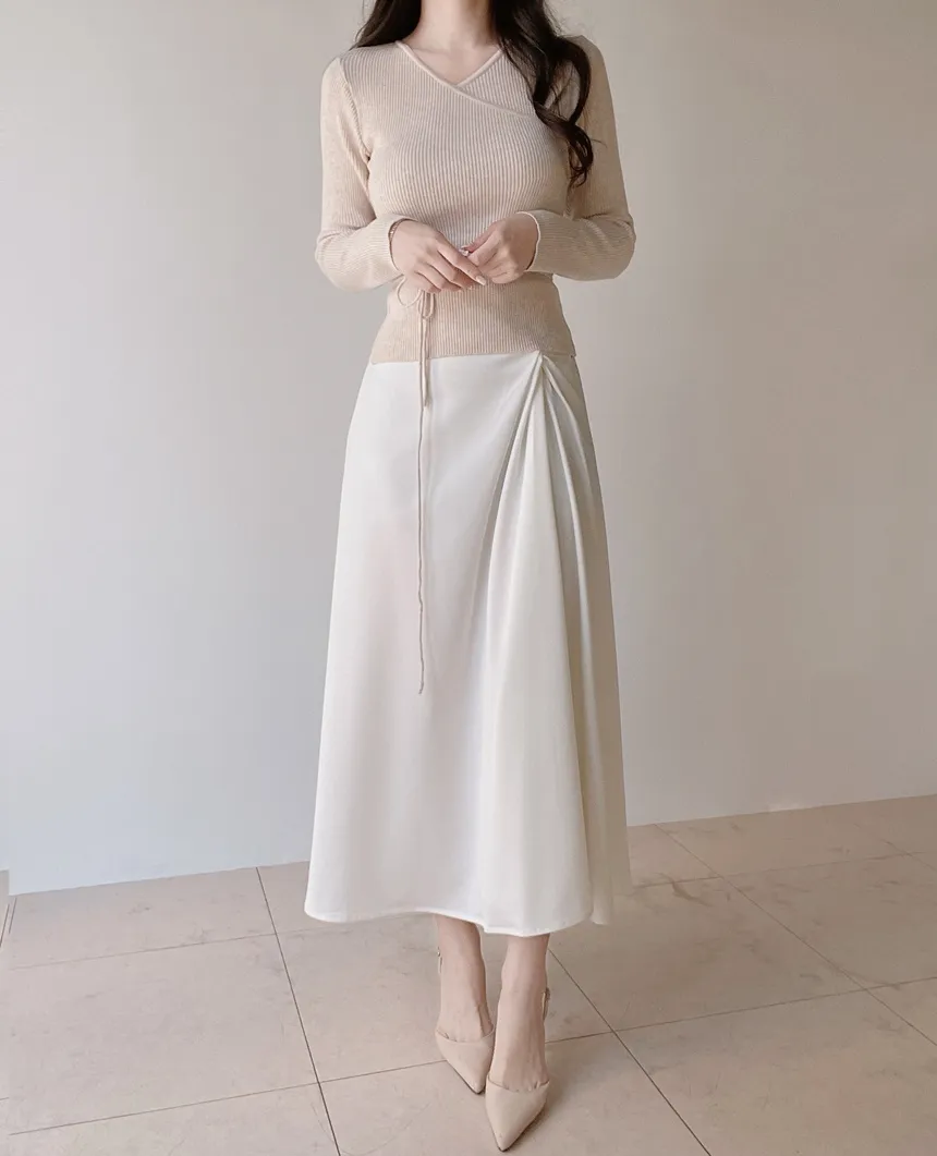 リブVネック長袖カシュクールニットストラップ付 | mirangmirang | 詳細画像29