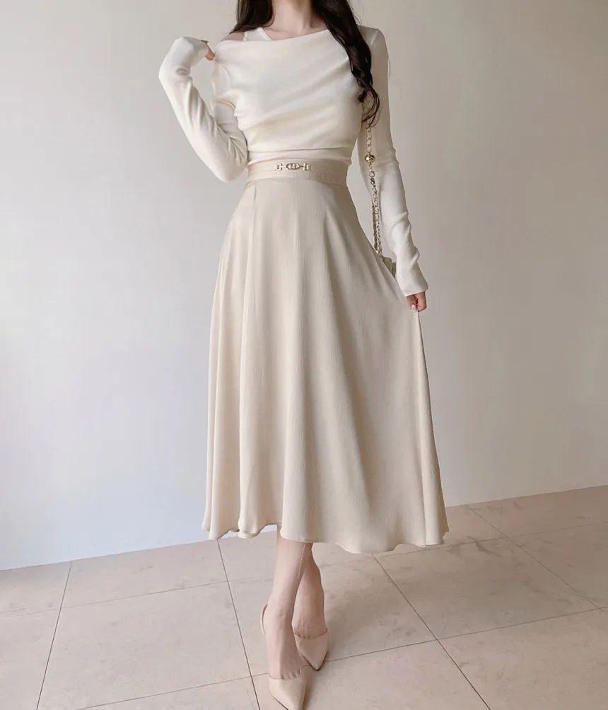 レイヤード風オフショルダー長袖ニット | mirangmirang | 詳細画像4