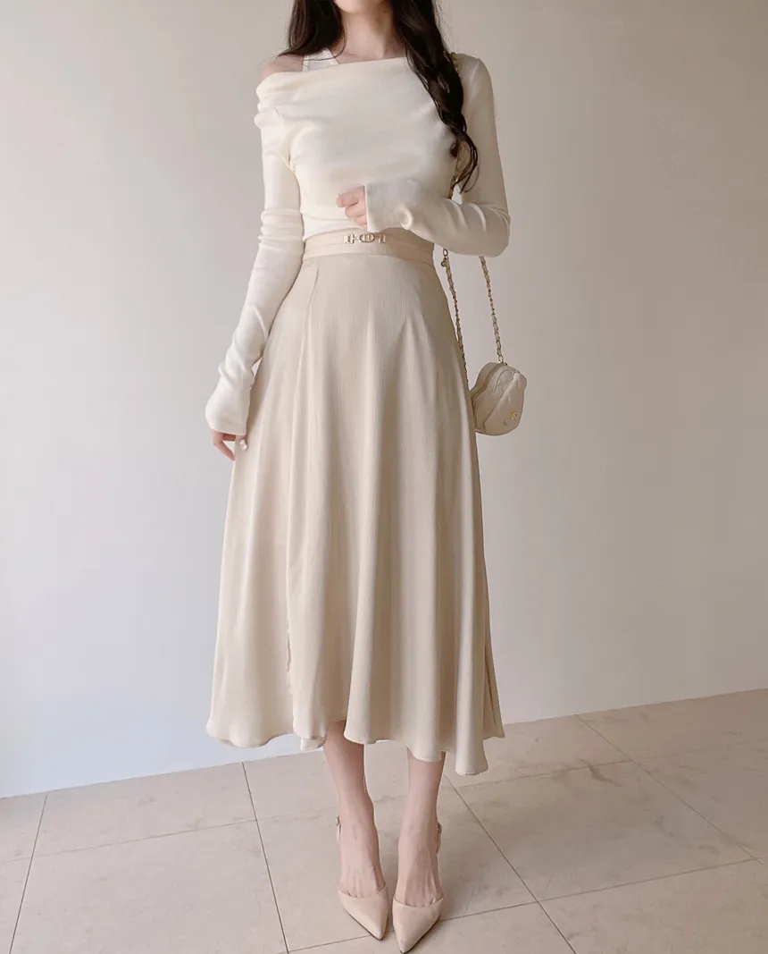 レイヤード風オフショルダー長袖ニット | mirangmirang | 詳細画像6