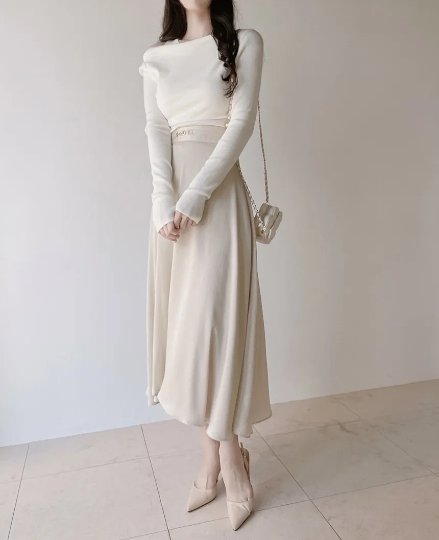 レイヤード風オフショルダー長袖ニット | mirangmirang | 詳細画像7