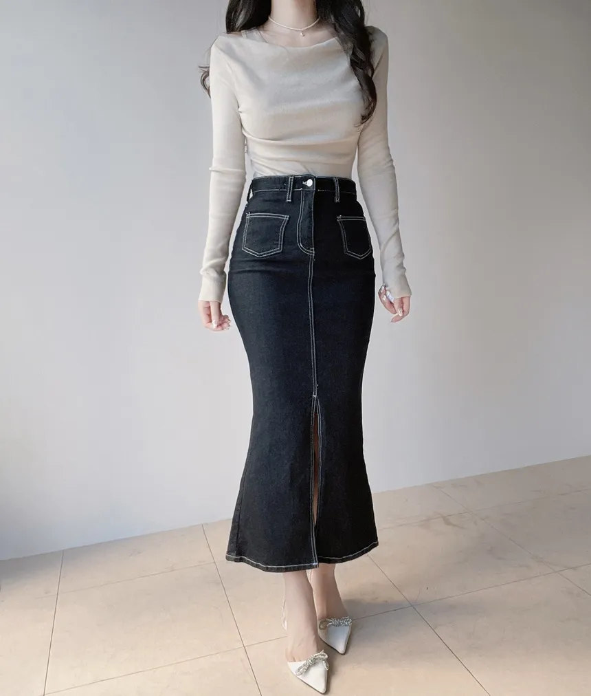 レイヤード風オフショルダー長袖ニット | mirangmirang | 詳細画像12