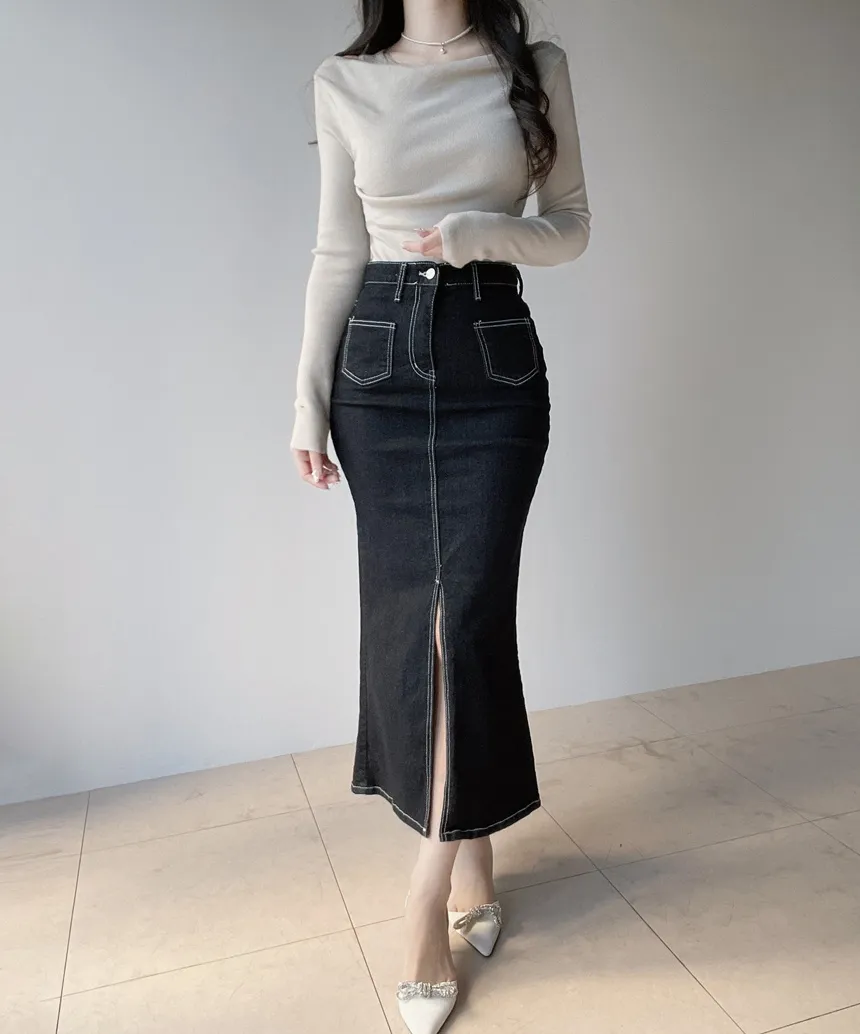 レイヤード風オフショルダー長袖ニット | mirangmirang | 詳細画像14