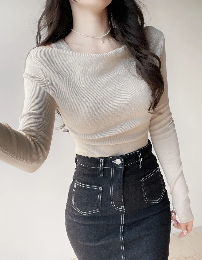 レイヤード風オフショルダー長袖ニット | mirangmirang | 詳細画像16