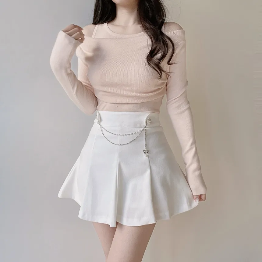 レイヤード風オフショルダー長袖ニット | mirangmirang | 詳細画像19