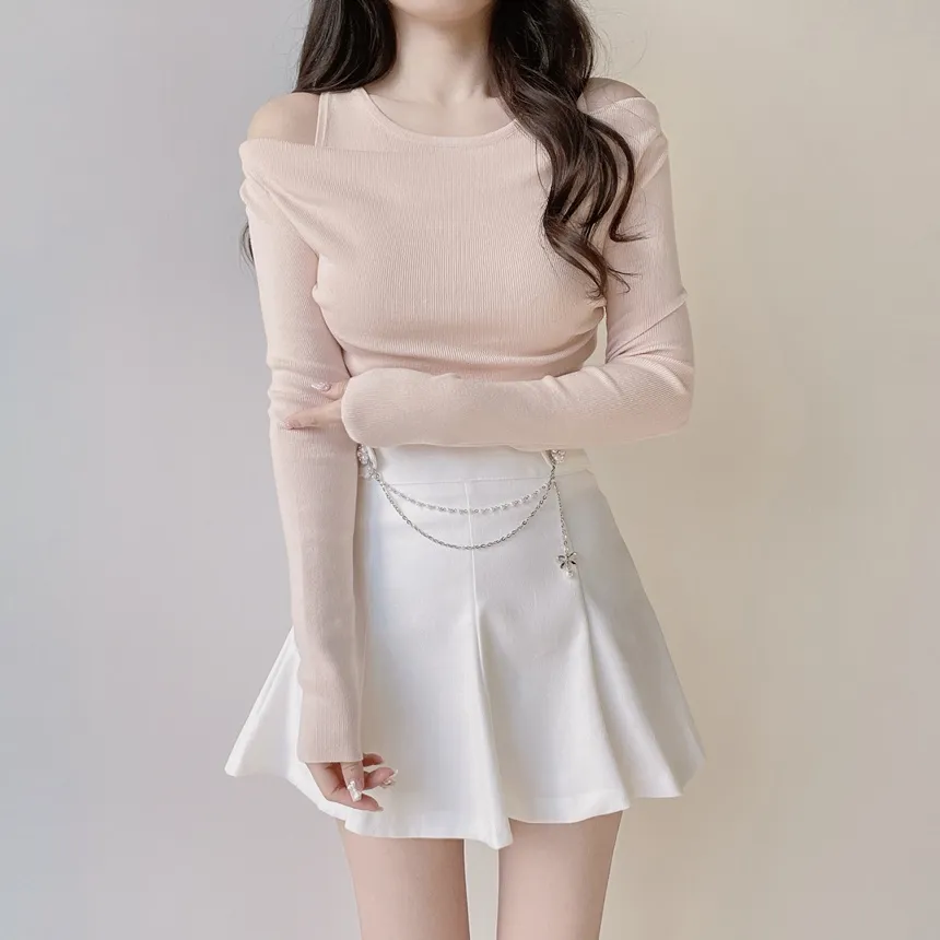 レイヤード風オフショルダー長袖ニット | mirangmirang | 詳細画像21