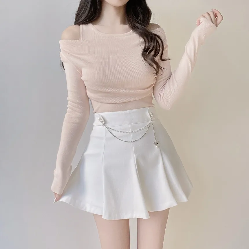 レイヤード風オフショルダー長袖ニット | mirangmirang | 詳細画像22