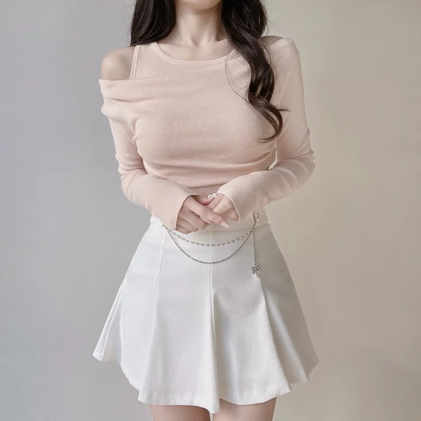 レイヤード風オフショルダー長袖ニット | mirangmirang | 詳細画像25