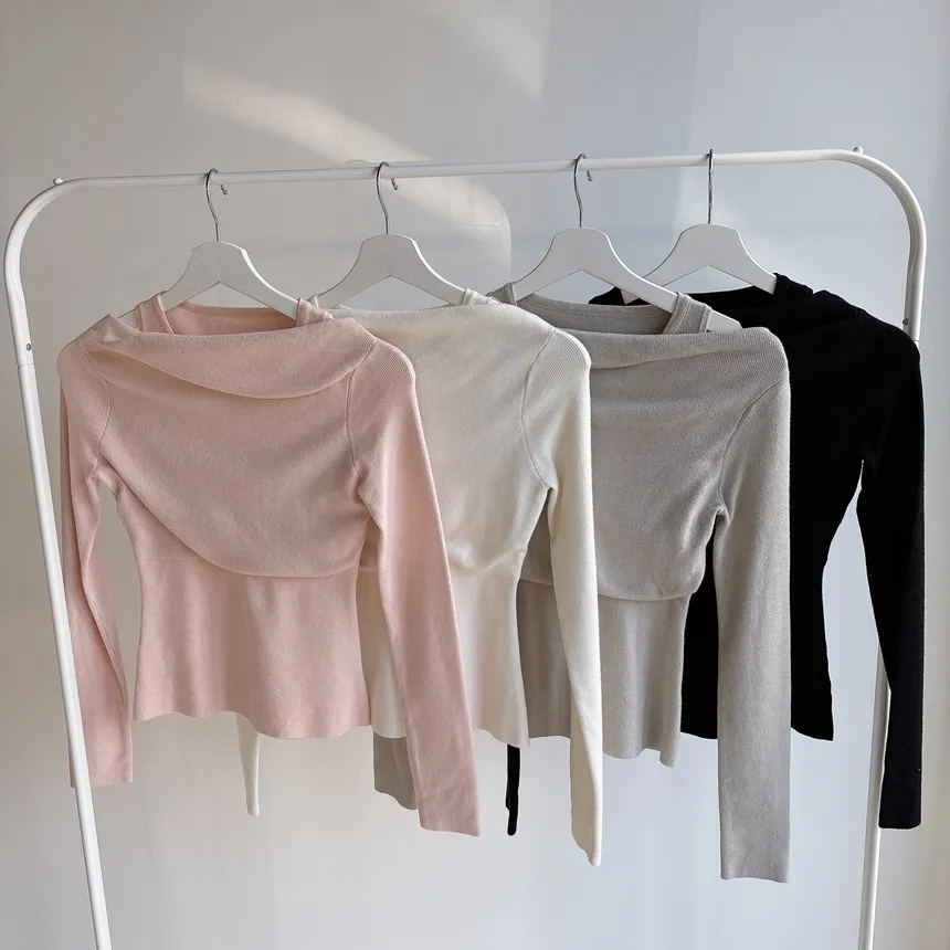 レイヤード風オフショルダー長袖ニット | mirangmirang | 詳細画像29