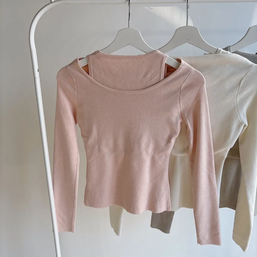 レイヤード風オフショルダー長袖ニット | mirangmirang | 詳細画像33