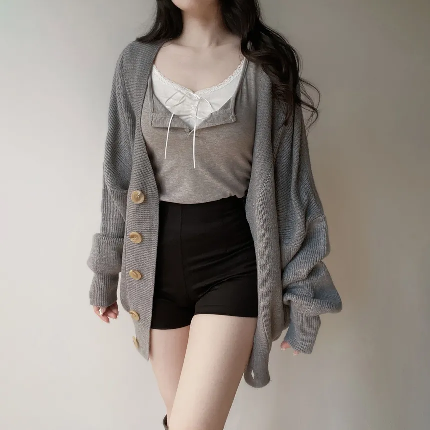 レースレイヤード風ボタン長袖リボンTシャツ | mirangmirang | 詳細画像24