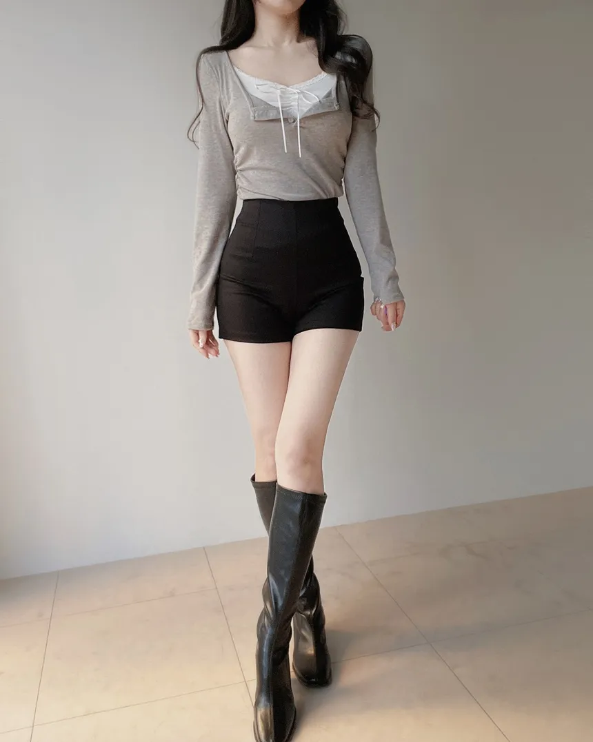 レースレイヤード風ボタン長袖リボンTシャツ | mirangmirang | 詳細画像33