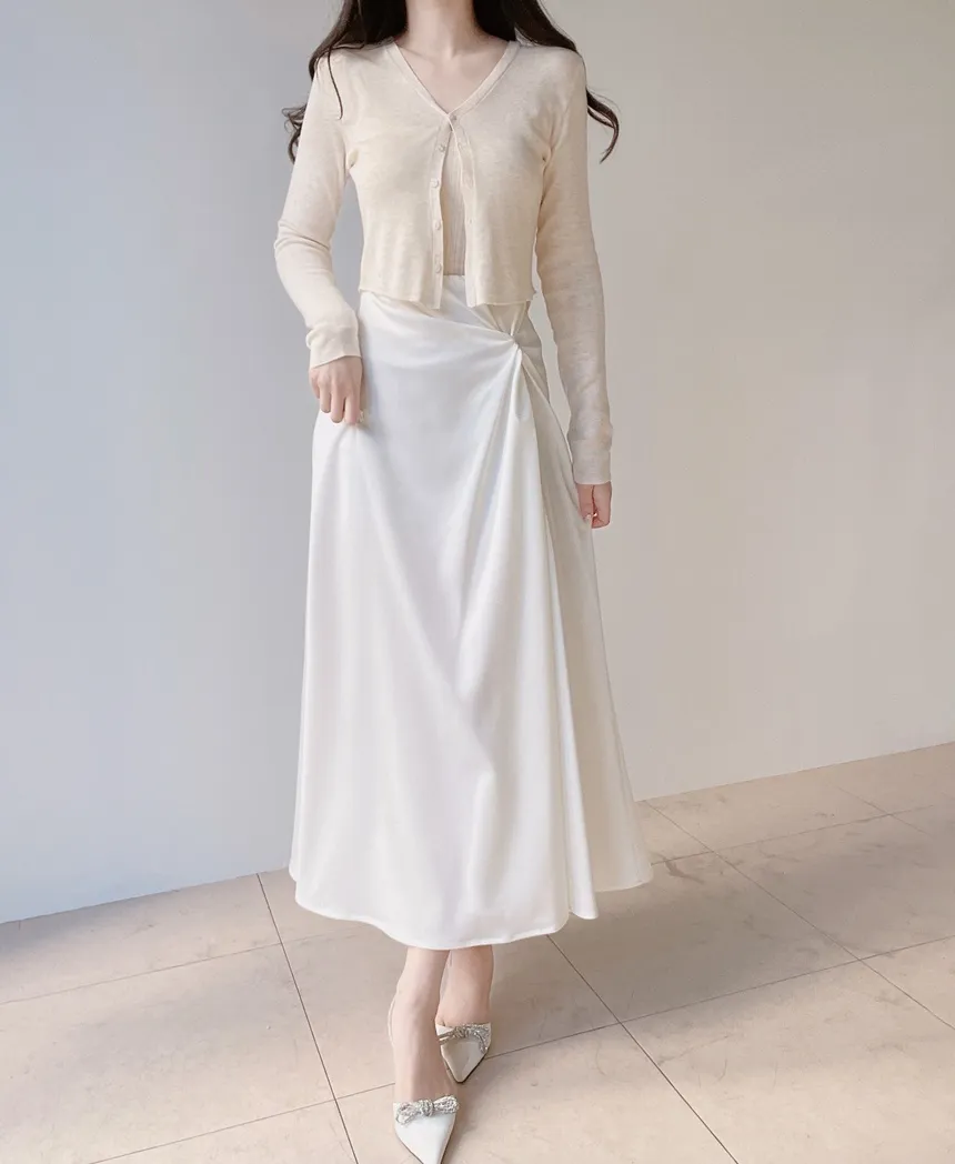 ウール混Vネックシャーリングクロップドスリムニットカーディガンアンサンブルカップ付 | mirangmirang | 詳細画像39