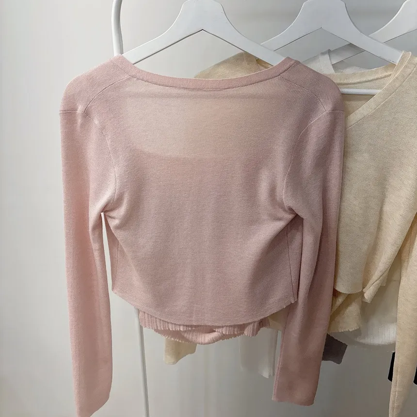 ウール混Vネックシャーリングクロップドスリムニットカーディガンアンサンブルカップ付 | mirangmirang | 詳細画像49