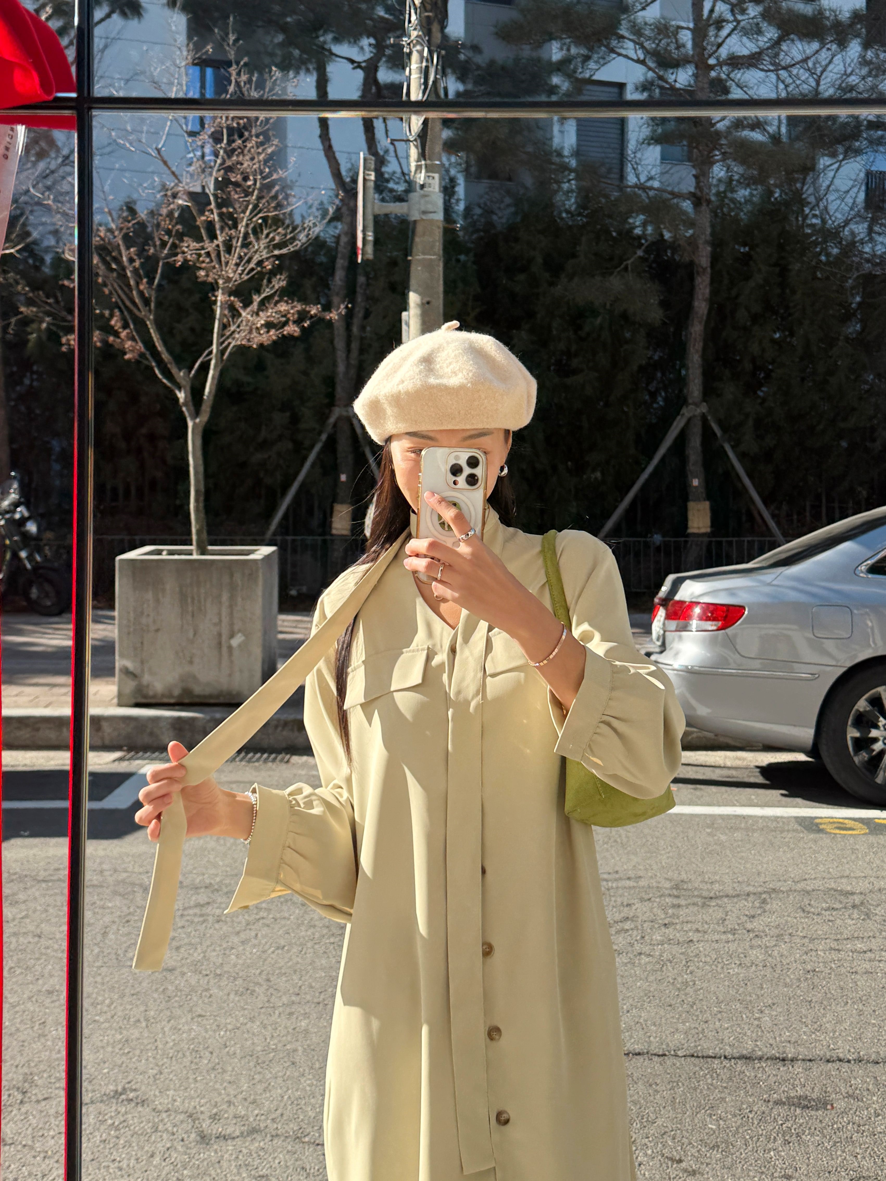 ボタンVネックIライン長袖ワンピースストラップ付 | 詳細画像6