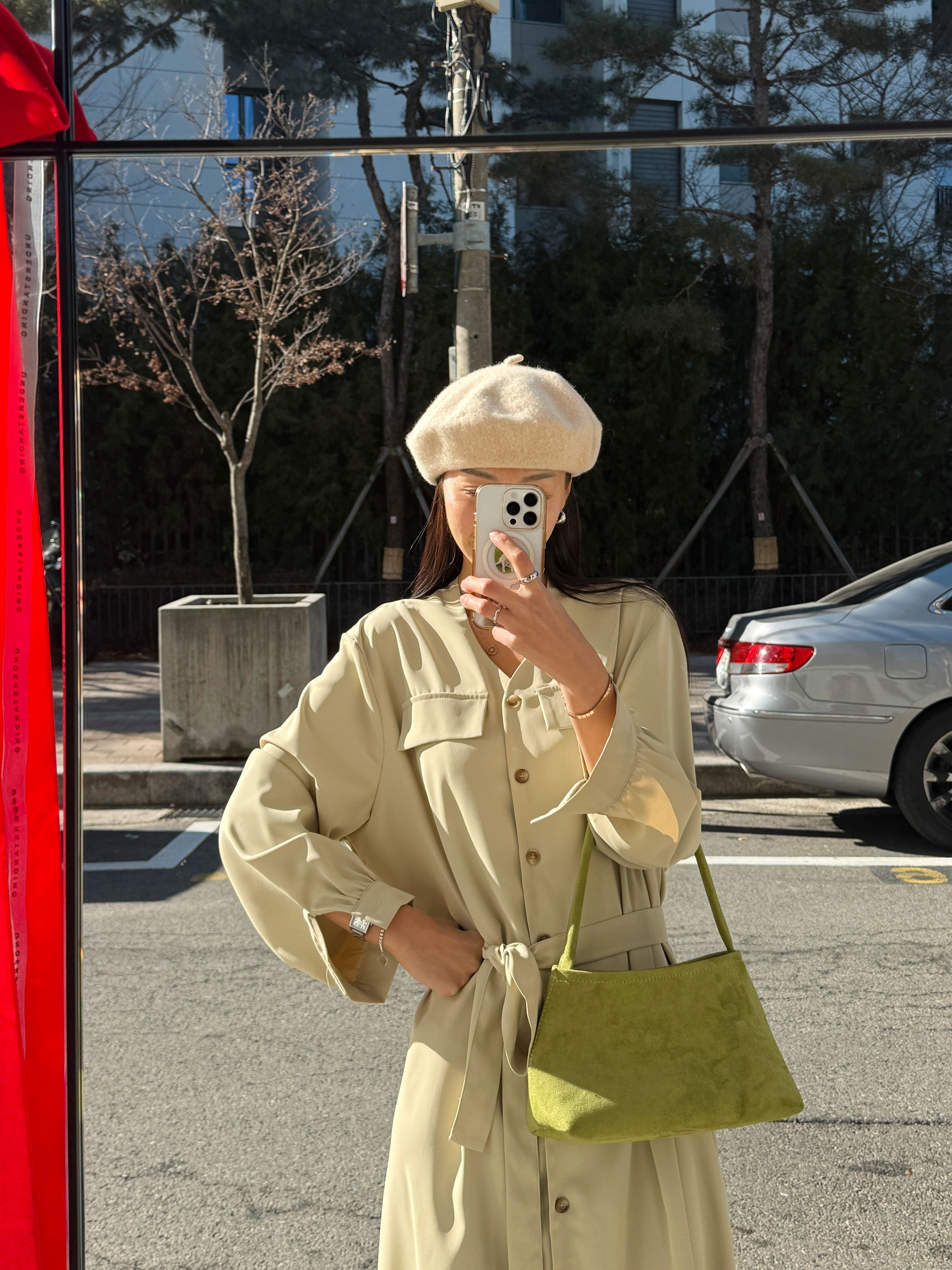 ボタンVネックIライン長袖ワンピースストラップ付 | 詳細画像7