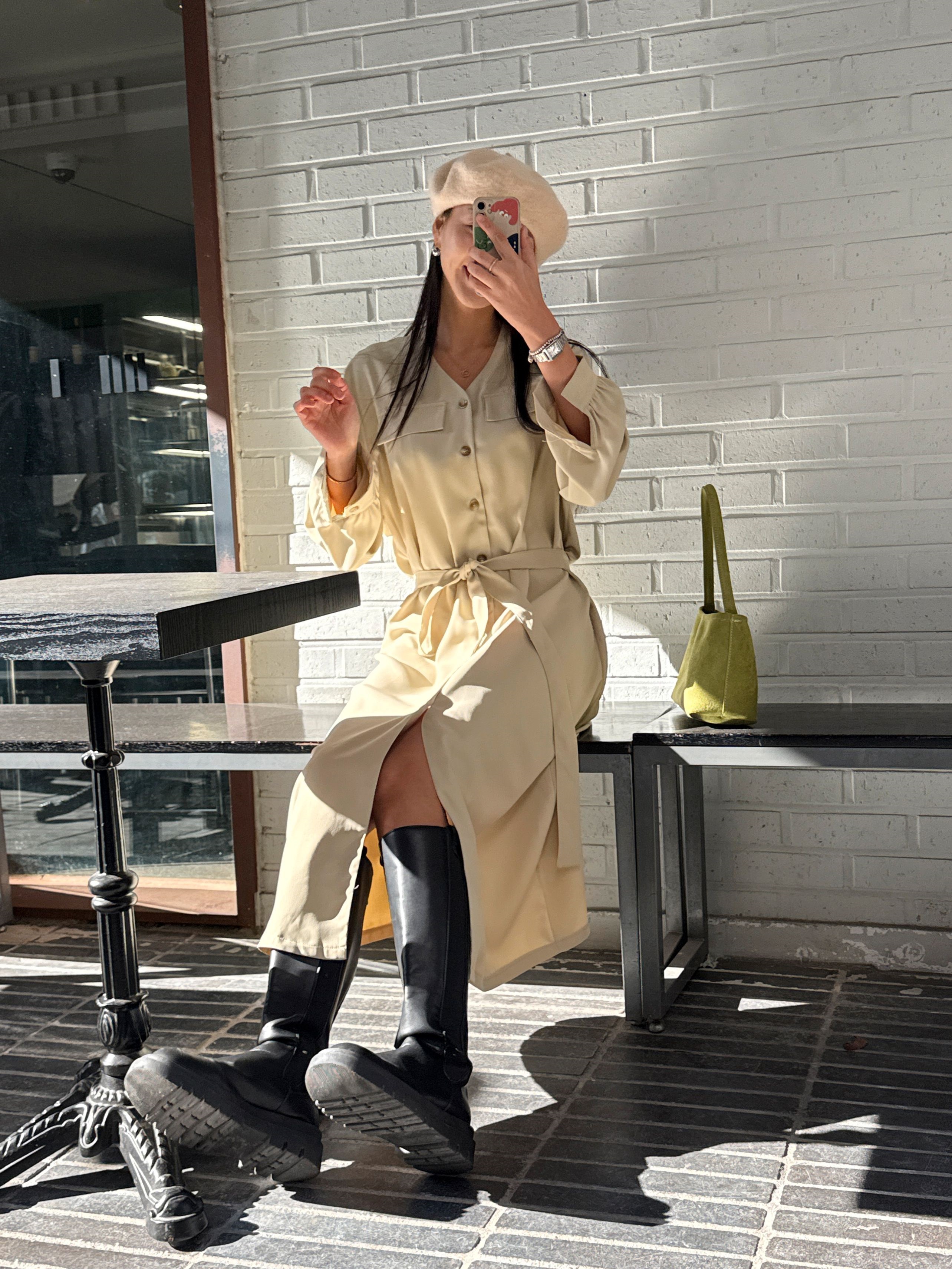 ボタンVネックIライン長袖ワンピースストラップ付 | 詳細画像20