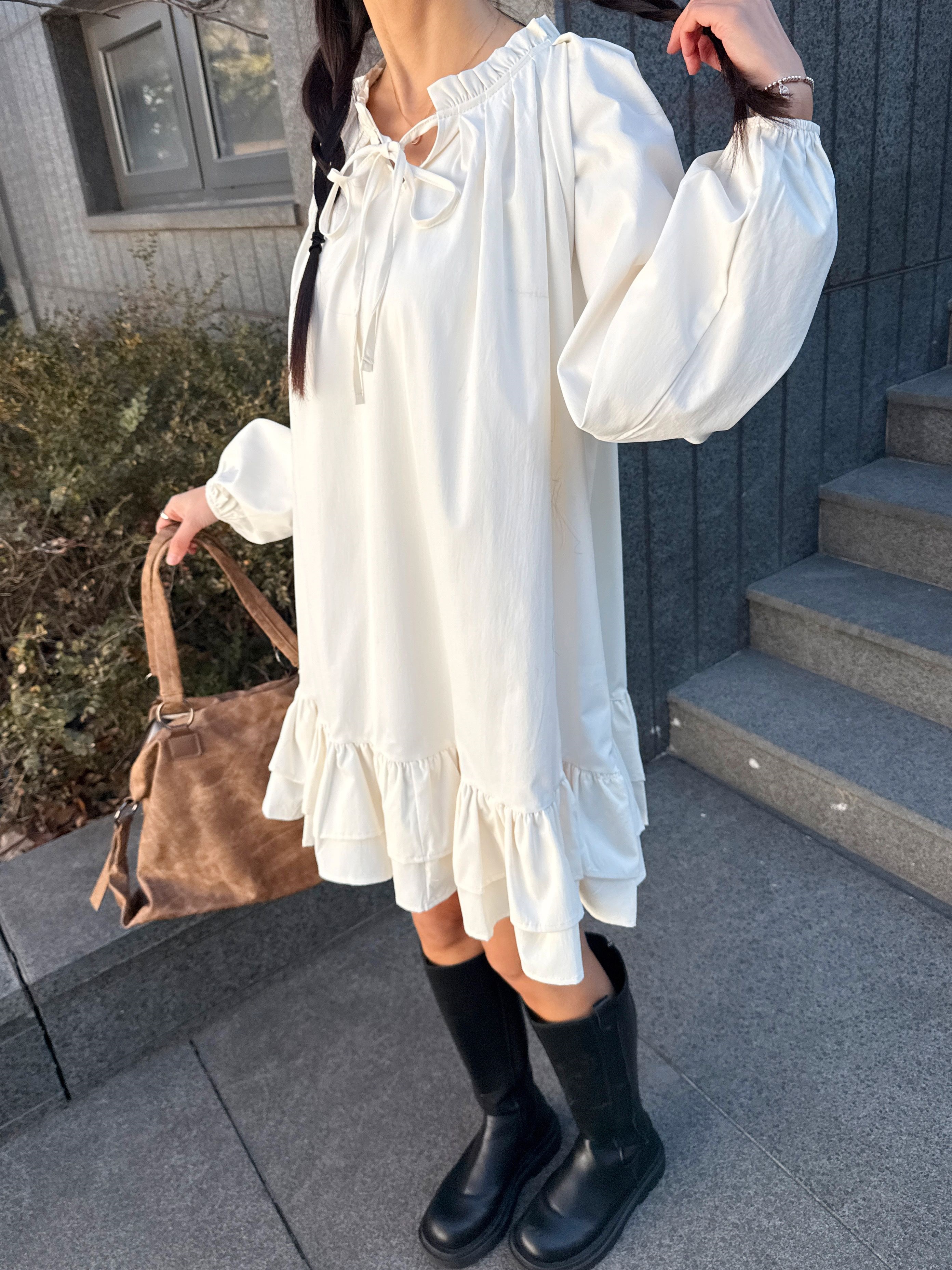 フリル長袖ミディワンピース | 詳細画像6