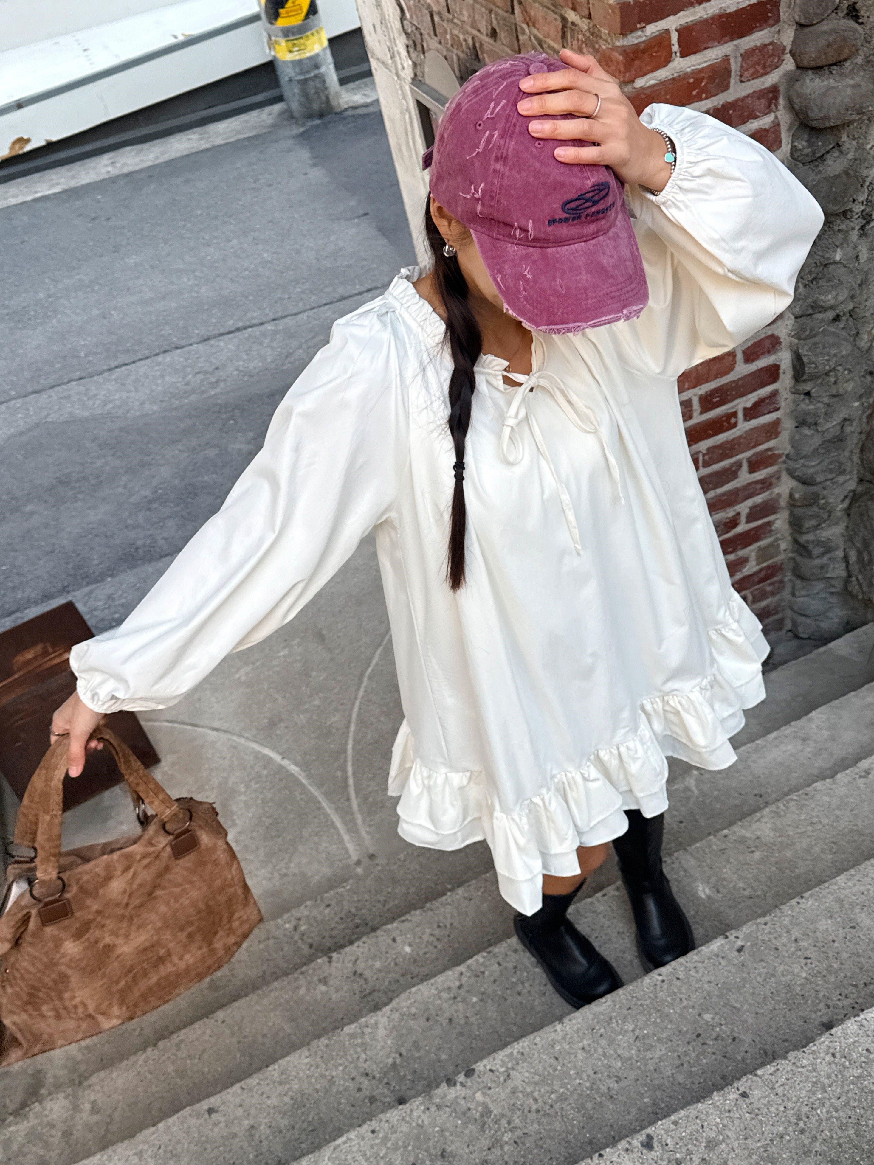 フリル長袖ミディワンピース | 詳細画像7