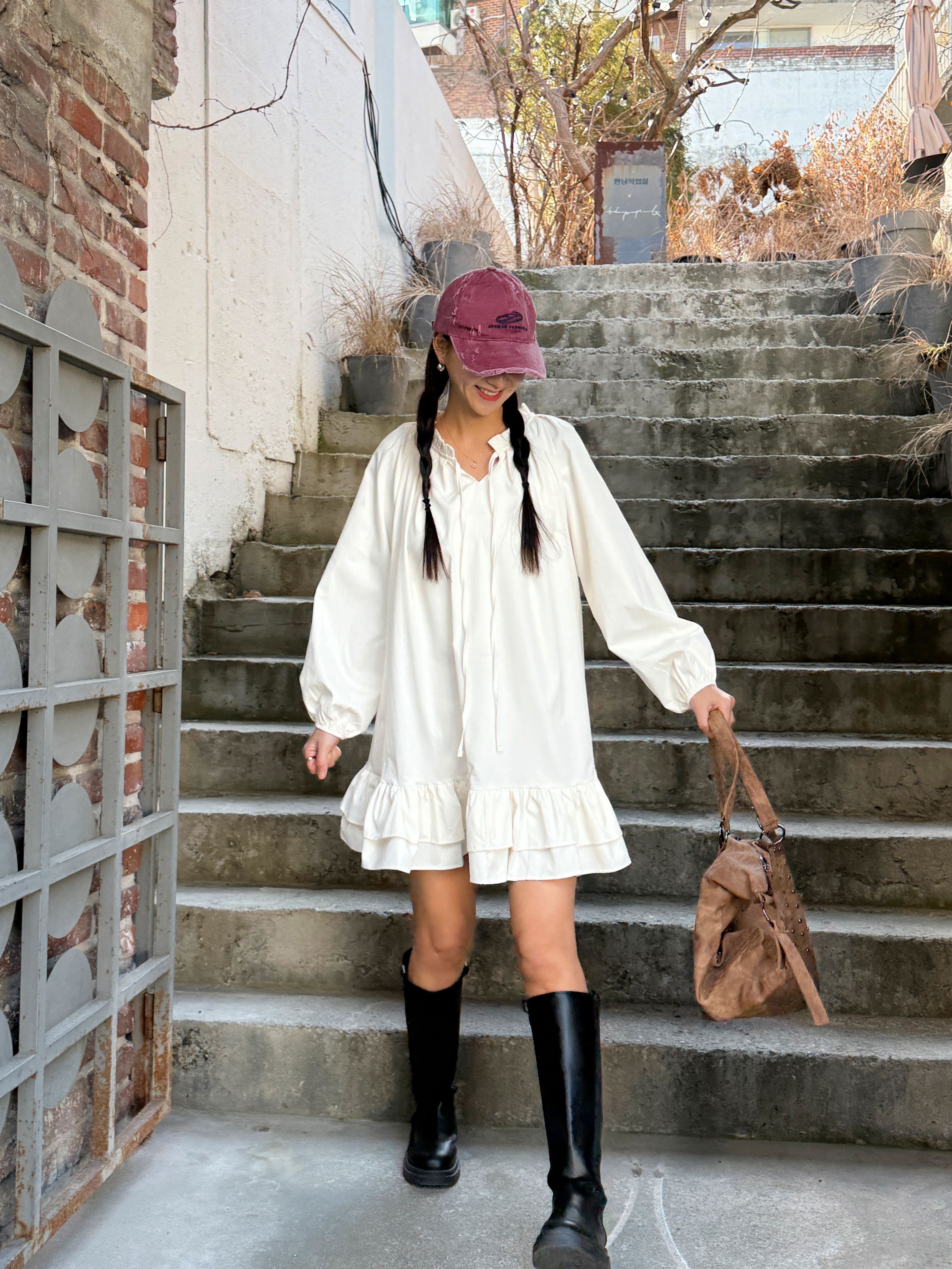 フリル長袖ミディワンピース | 詳細画像10