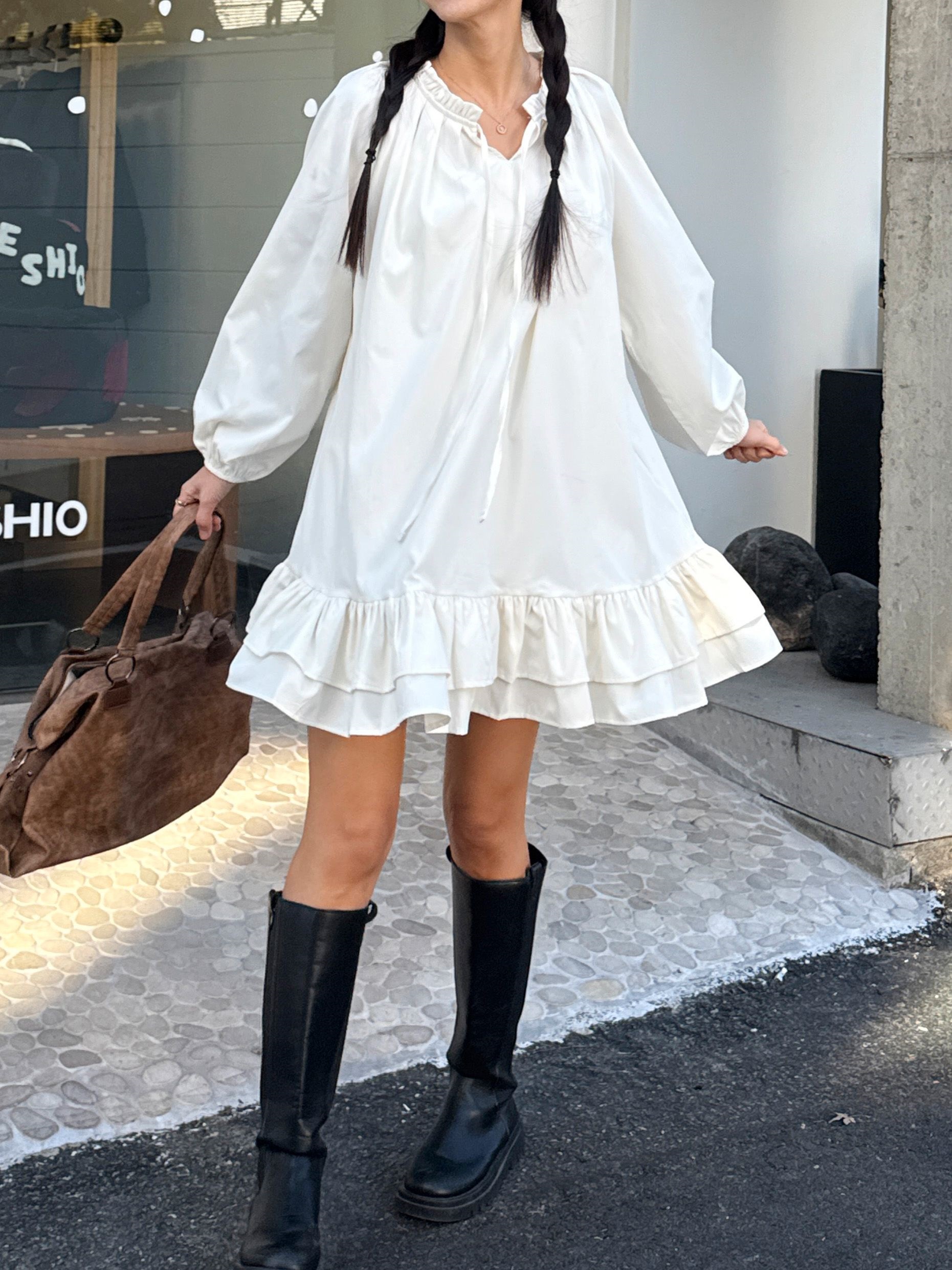 フリル長袖ミディワンピース | 詳細画像12