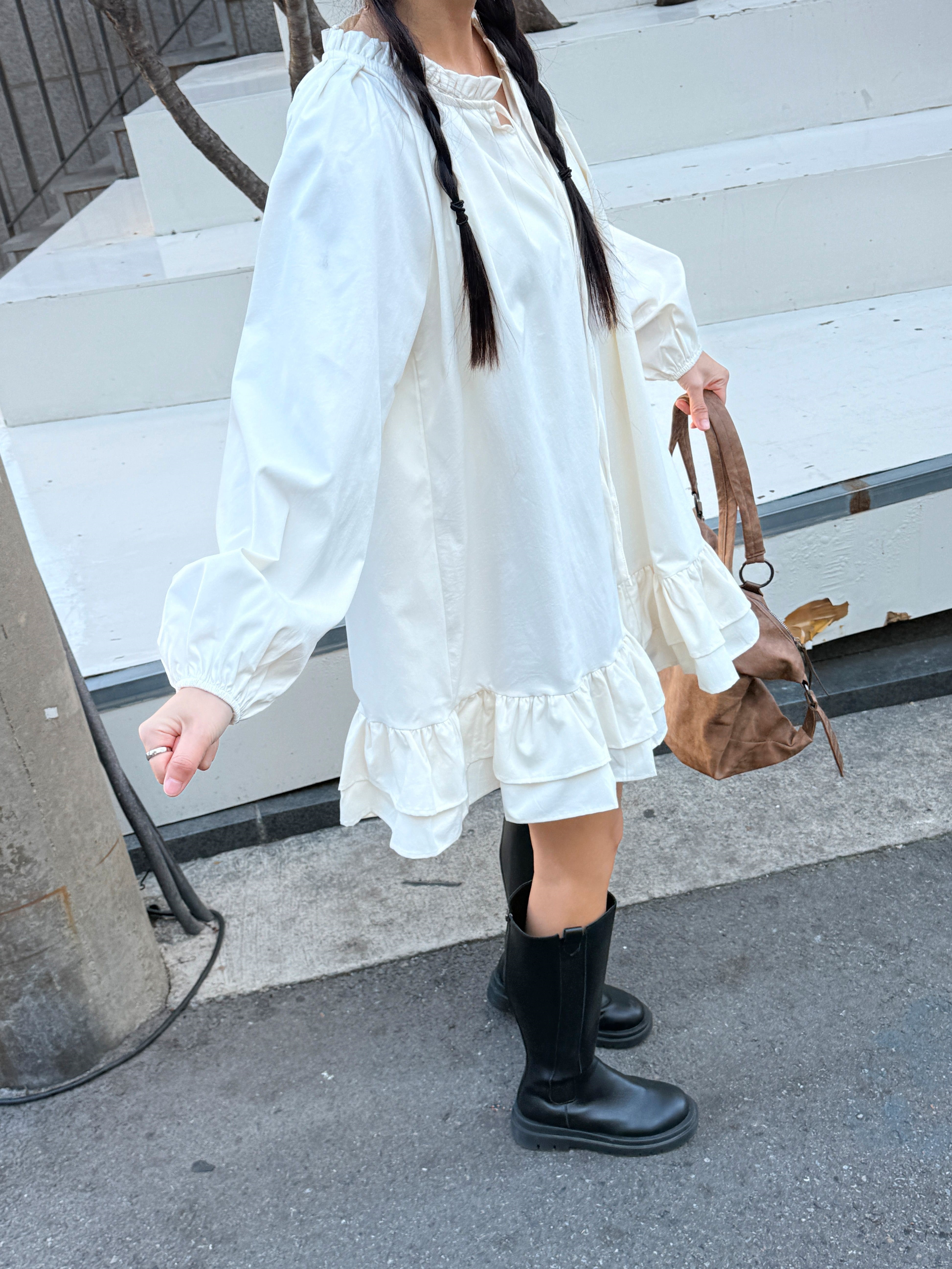 フリル長袖ミディワンピース | 詳細画像14