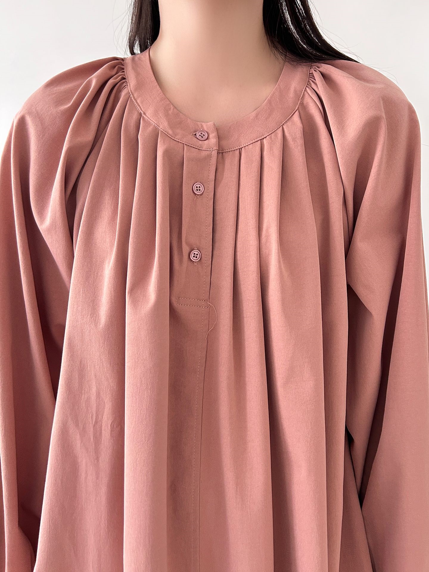 ピンタックラグランオーバーサイズロング長袖ワンピース | 詳細画像10