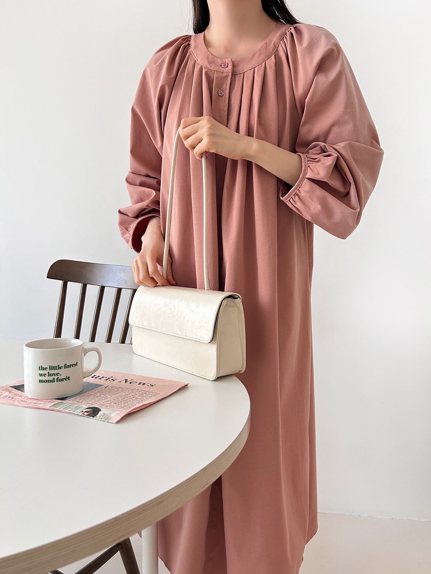 ピンタックラグランオーバーサイズロング長袖ワンピース | 詳細画像12