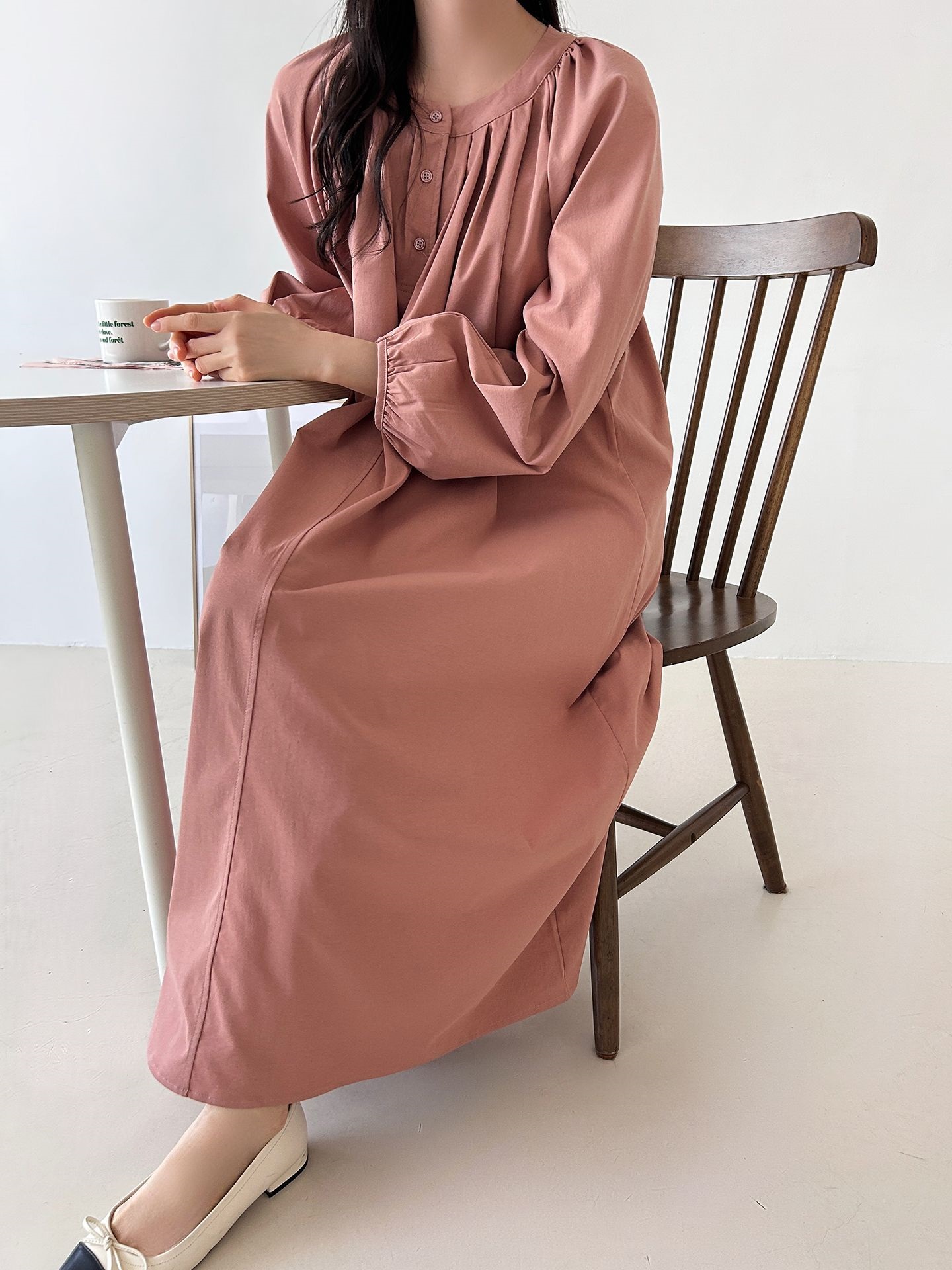 ピンタックラグランオーバーサイズロング長袖ワンピース | 詳細画像16