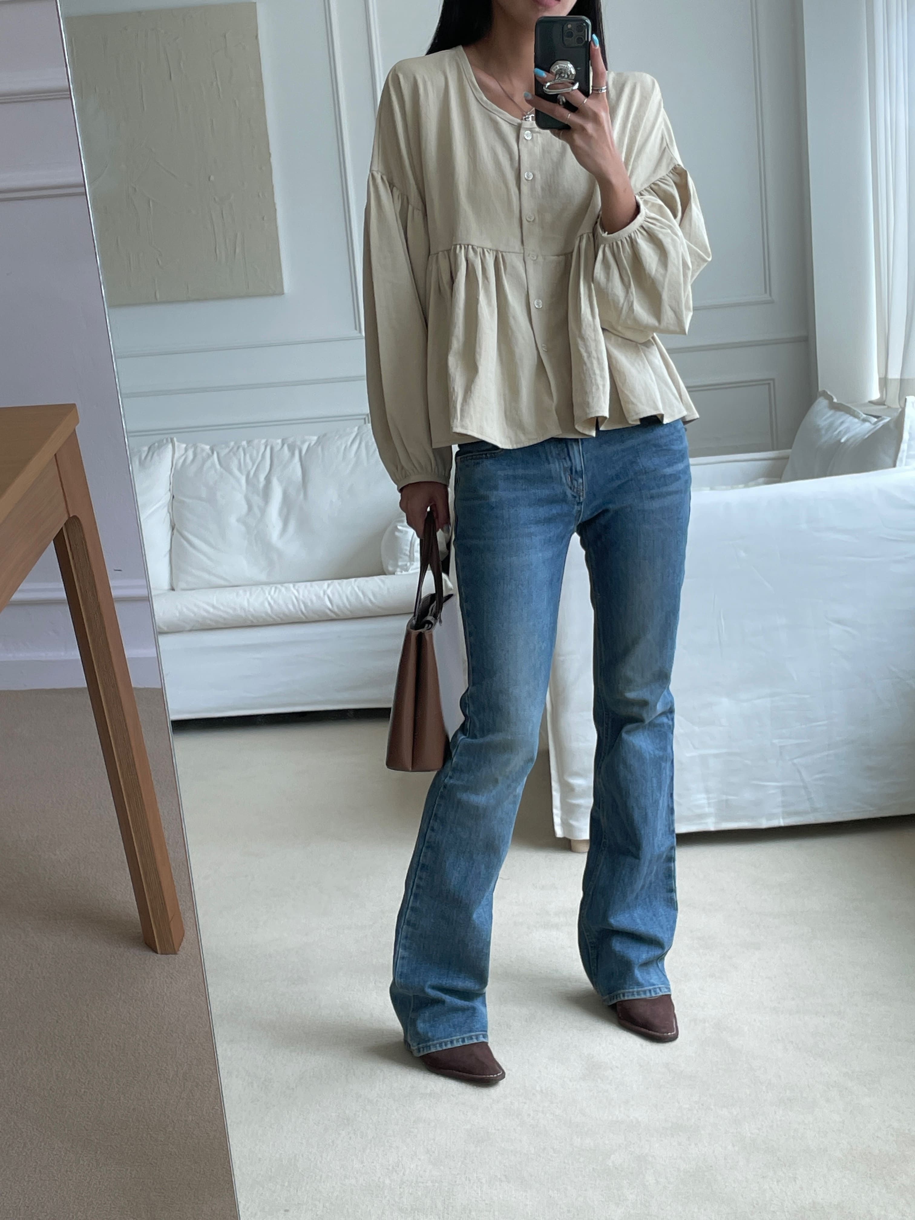 ボタンルーズ長袖ギャザーブラウス | 詳細画像4