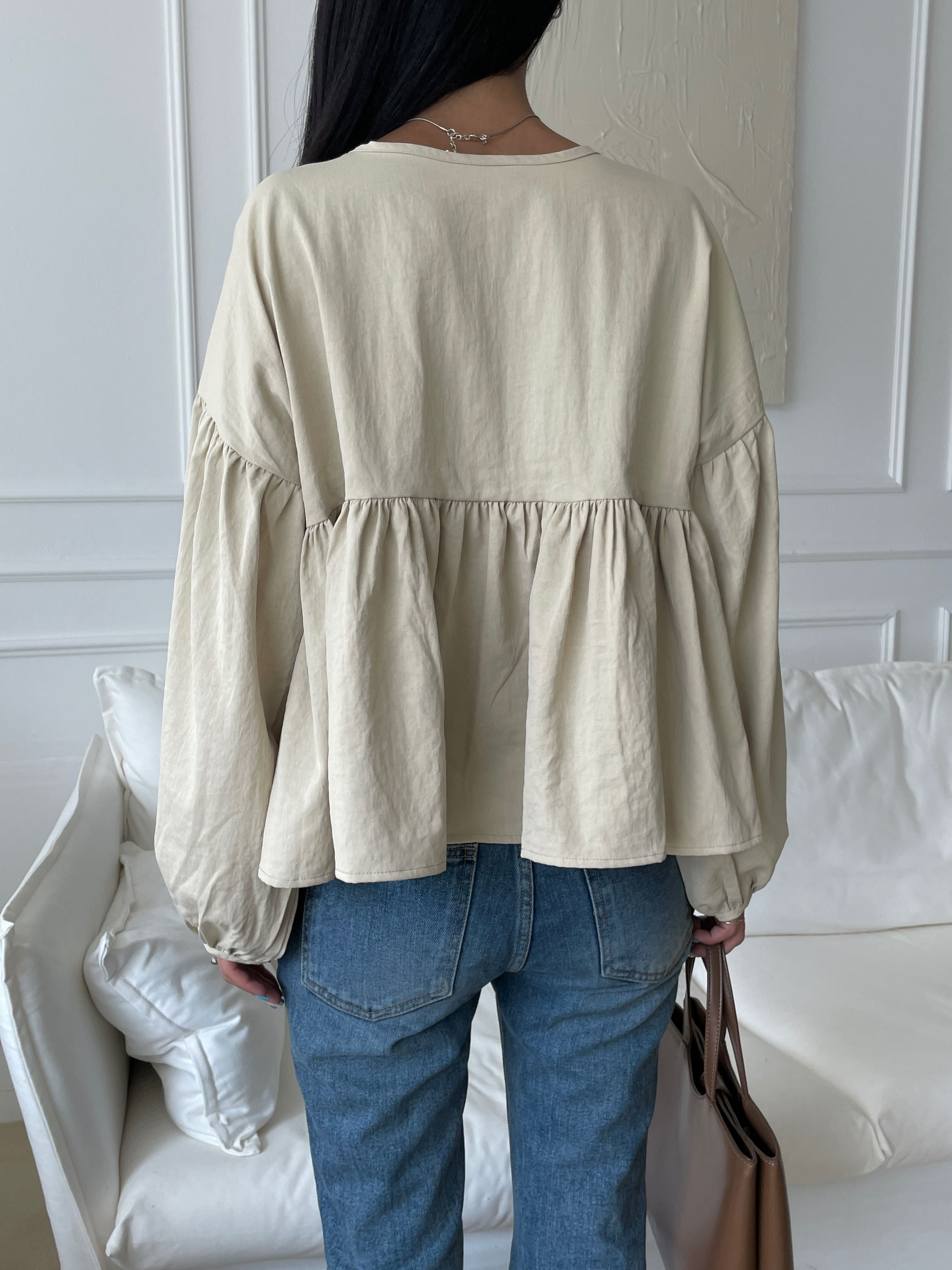 ボタンルーズ長袖ギャザーブラウス | 詳細画像6