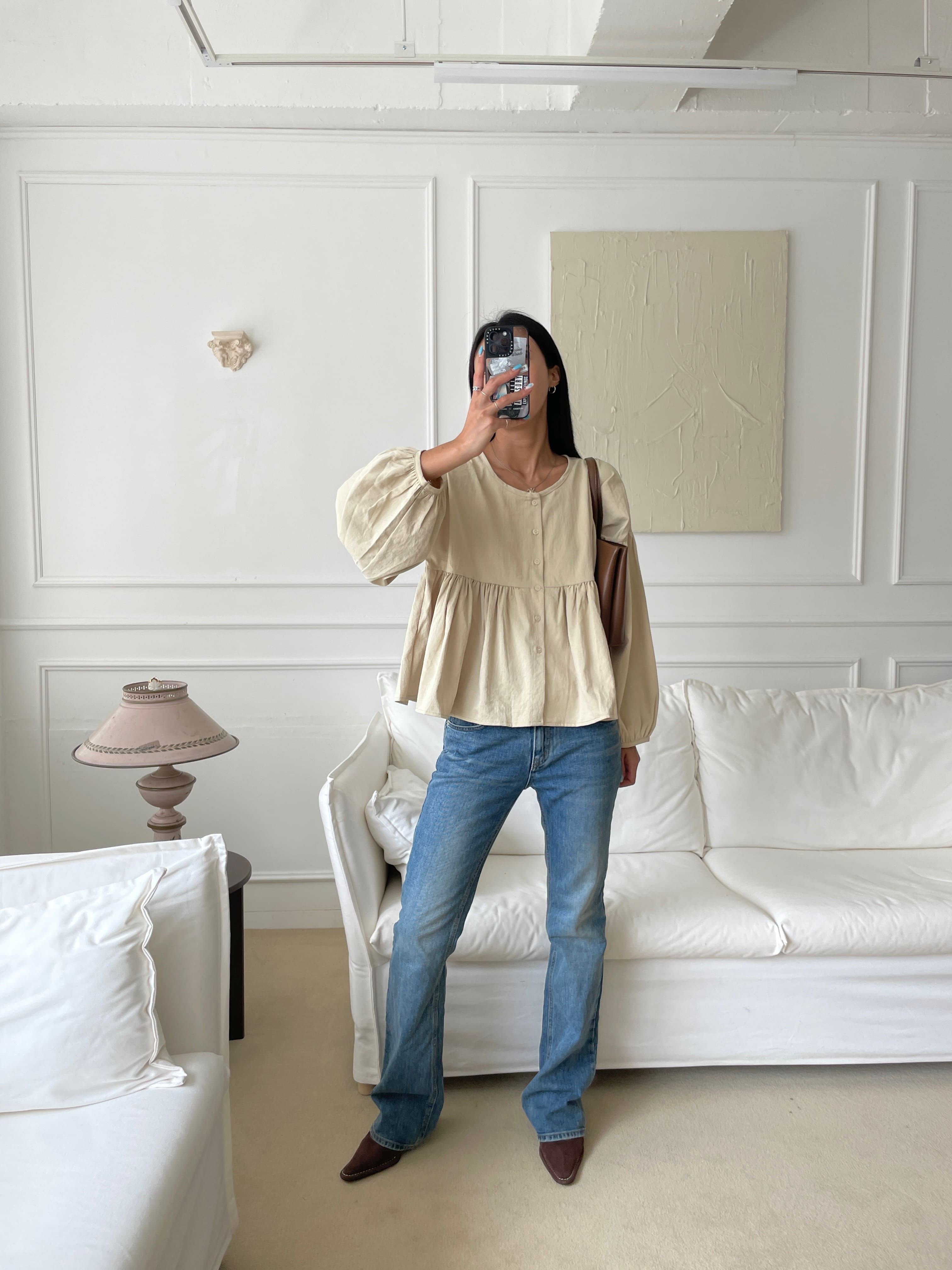 ボタンルーズ長袖ギャザーブラウス | 詳細画像7