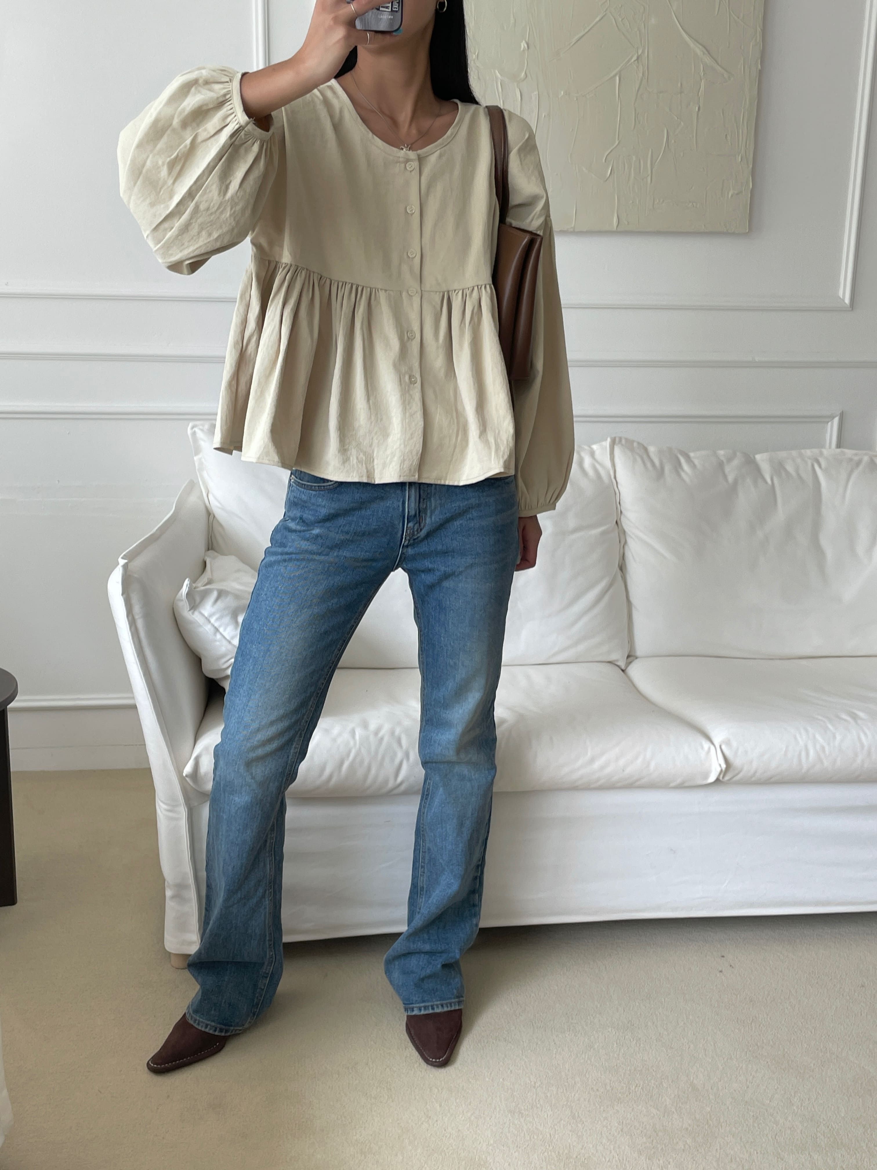 ボタンルーズ長袖ギャザーブラウス | 詳細画像8