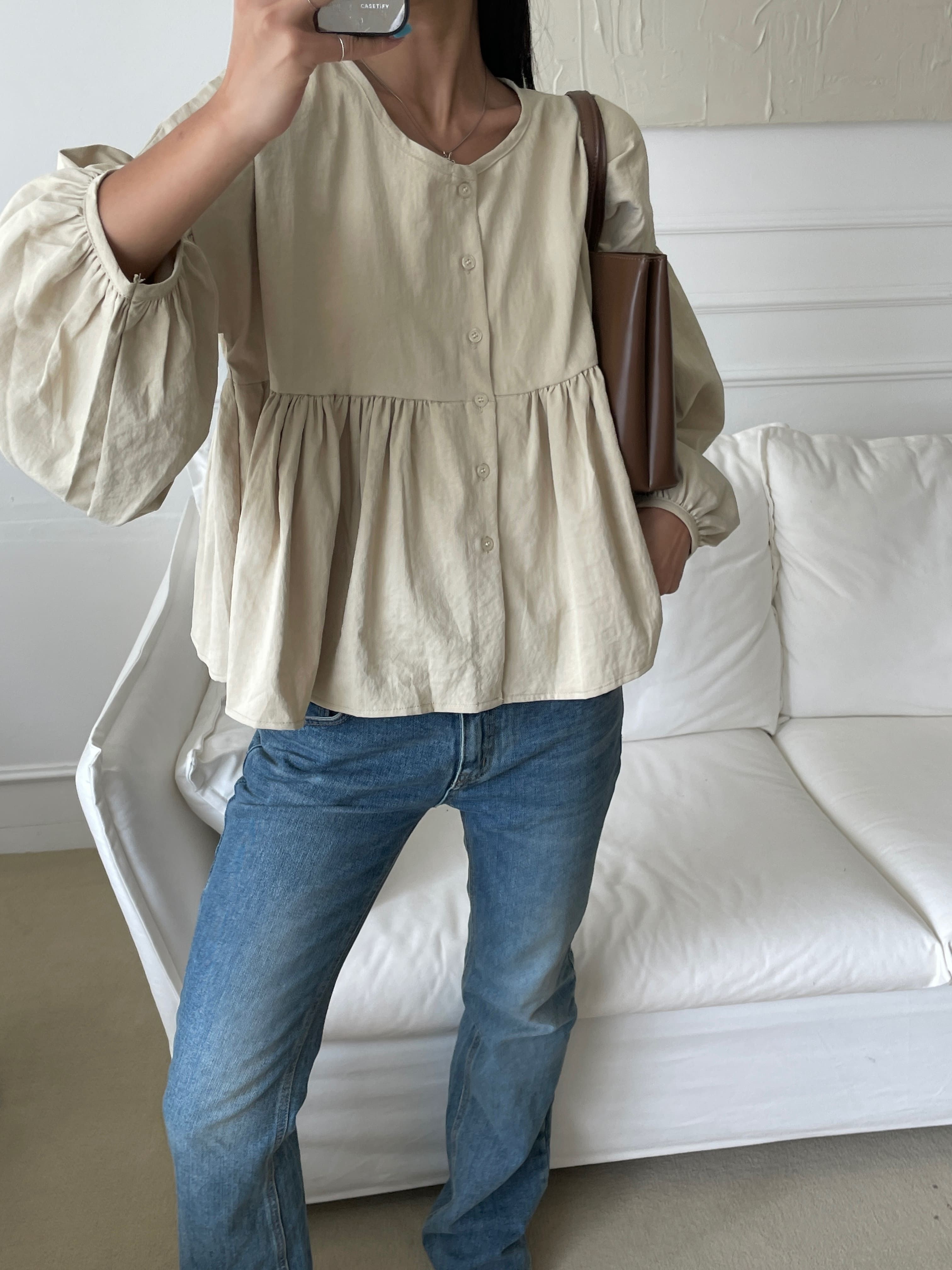 ボタンルーズ長袖ギャザーブラウス | 詳細画像10