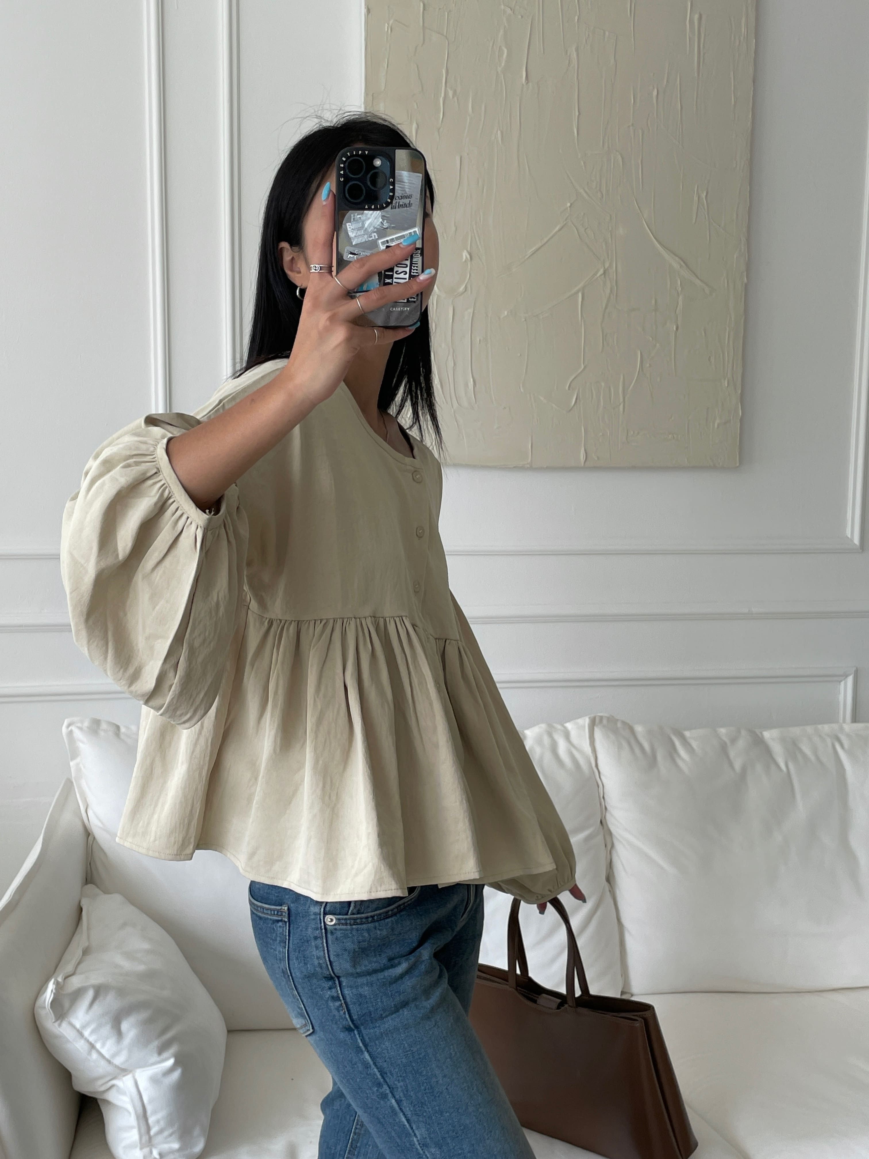 ボタンルーズ長袖ギャザーブラウス | 詳細画像12