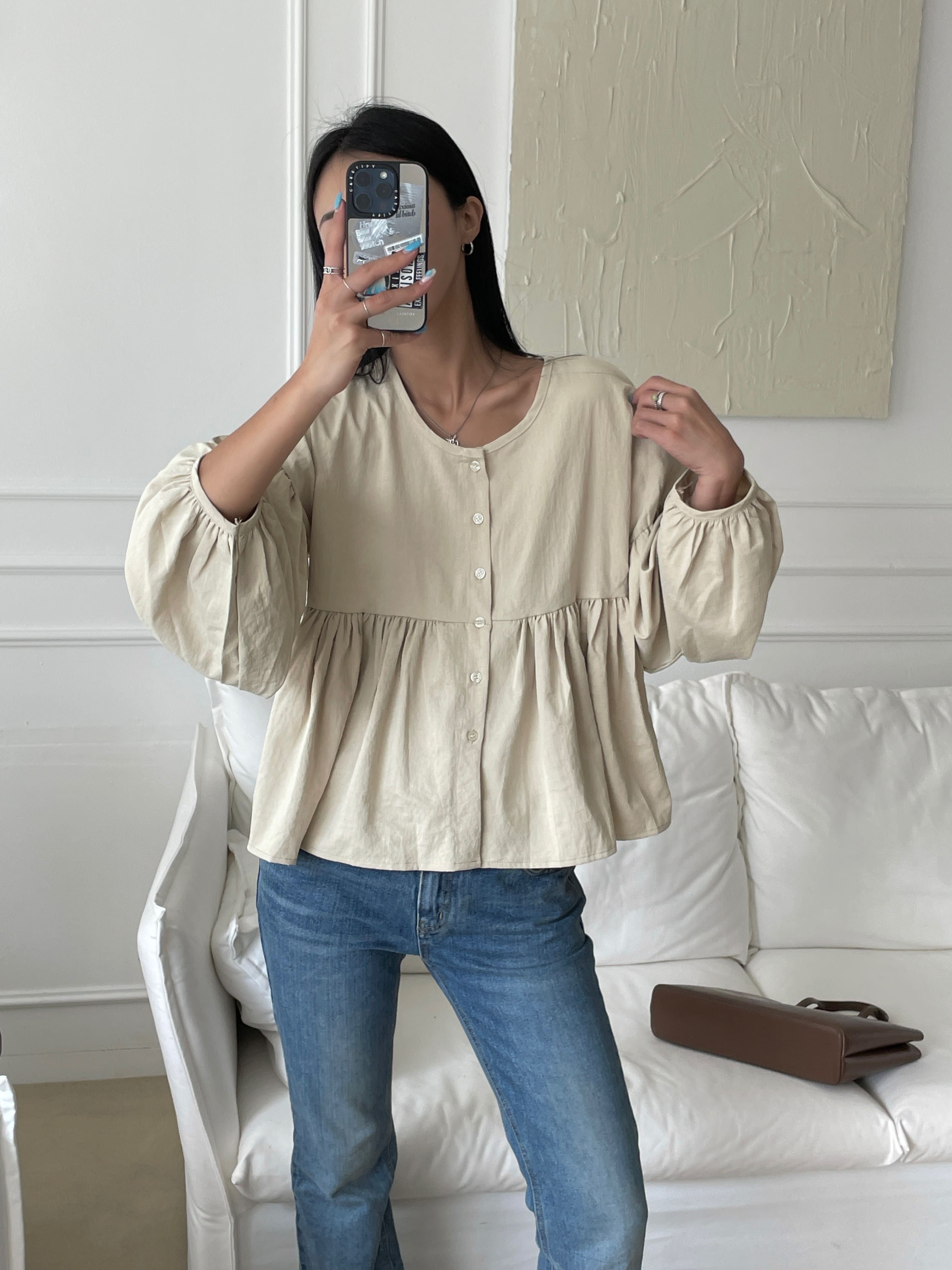 ボタンルーズ長袖ギャザーブラウス | 詳細画像13