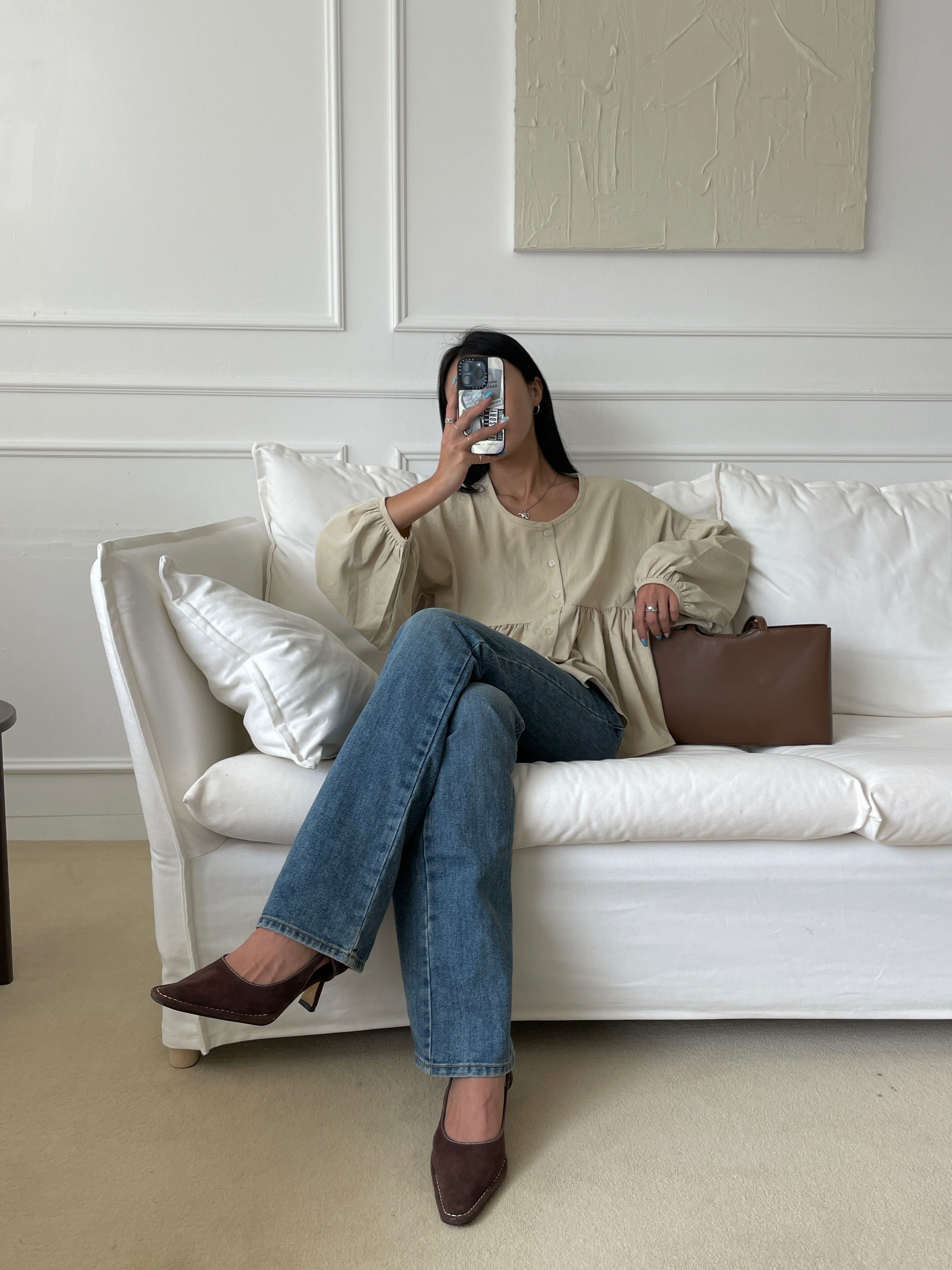 ボタンルーズ長袖ギャザーブラウス | 詳細画像15