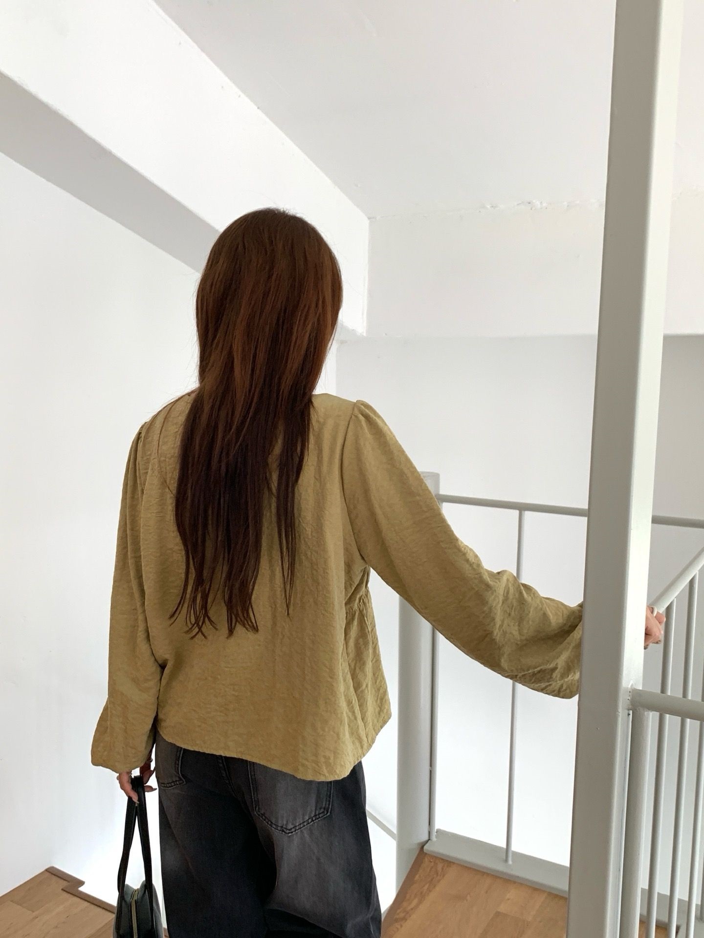 リンクルゴムショート長袖カーディガン | 詳細画像7