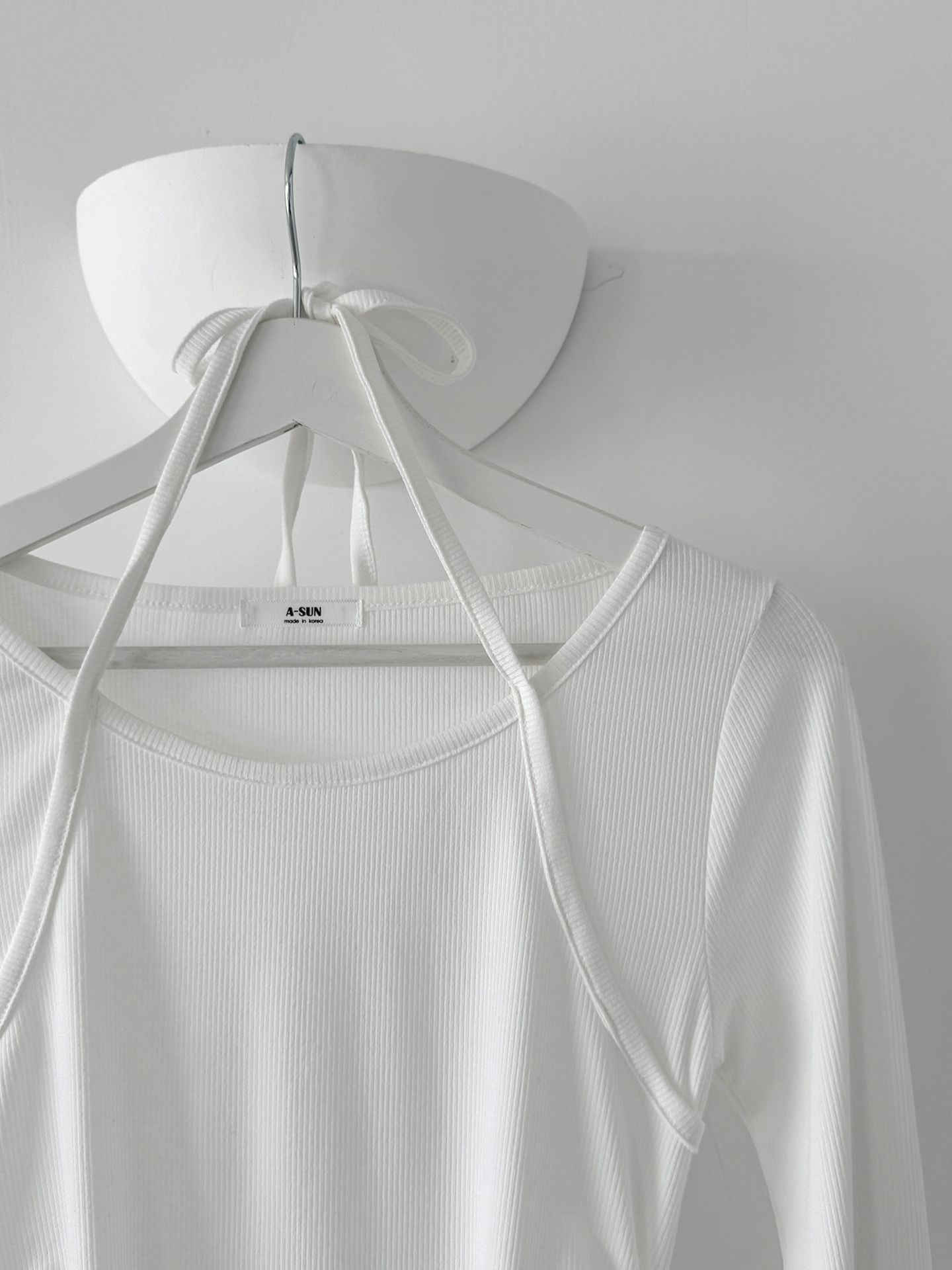 ホルターネックベーシックスリムレイヤード風長袖配色Tシャツ | 詳細画像12