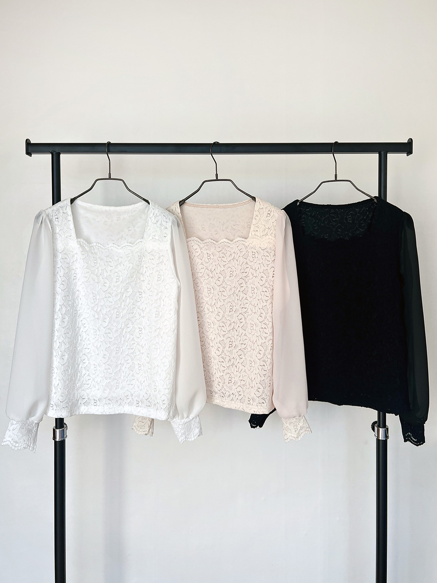 レースコンビベーシック長袖ブラウス | 詳細画像8