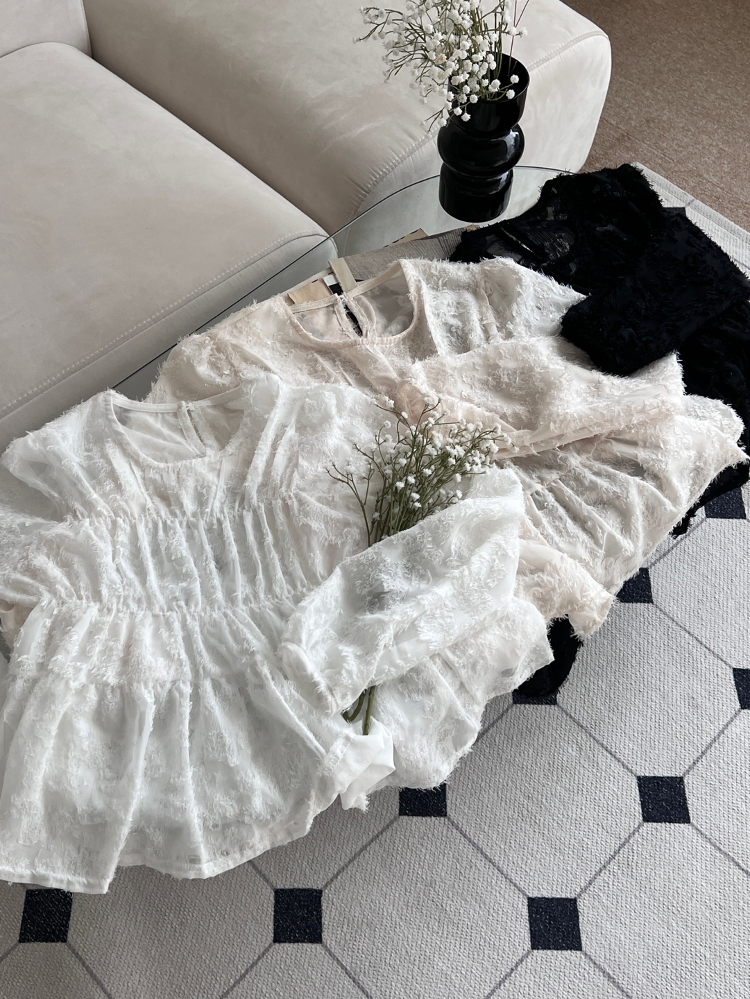 シースルーラウンドネックベーシック長袖ブラウス | 詳細画像19