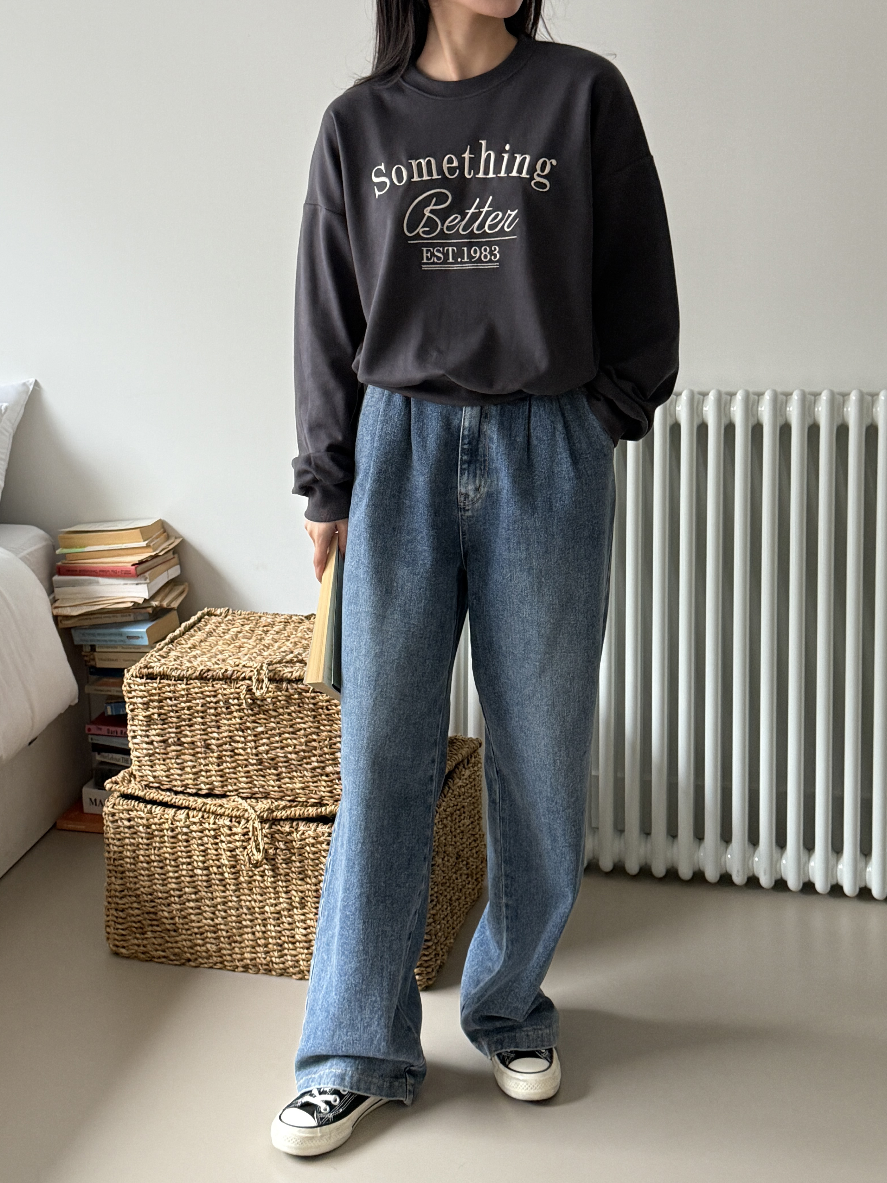 ラウンドネックベーシック長袖刺繍ロゴスウェット | 詳細画像8