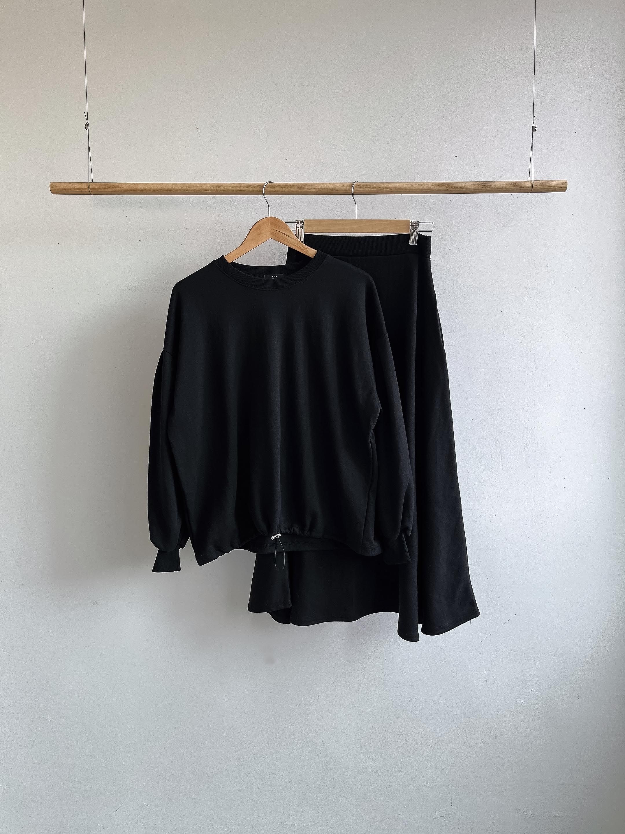 ラウンドネックベーシックウエストゴムロング長袖フレアセットアップスカートスウェットトレーニング | 詳細画像27