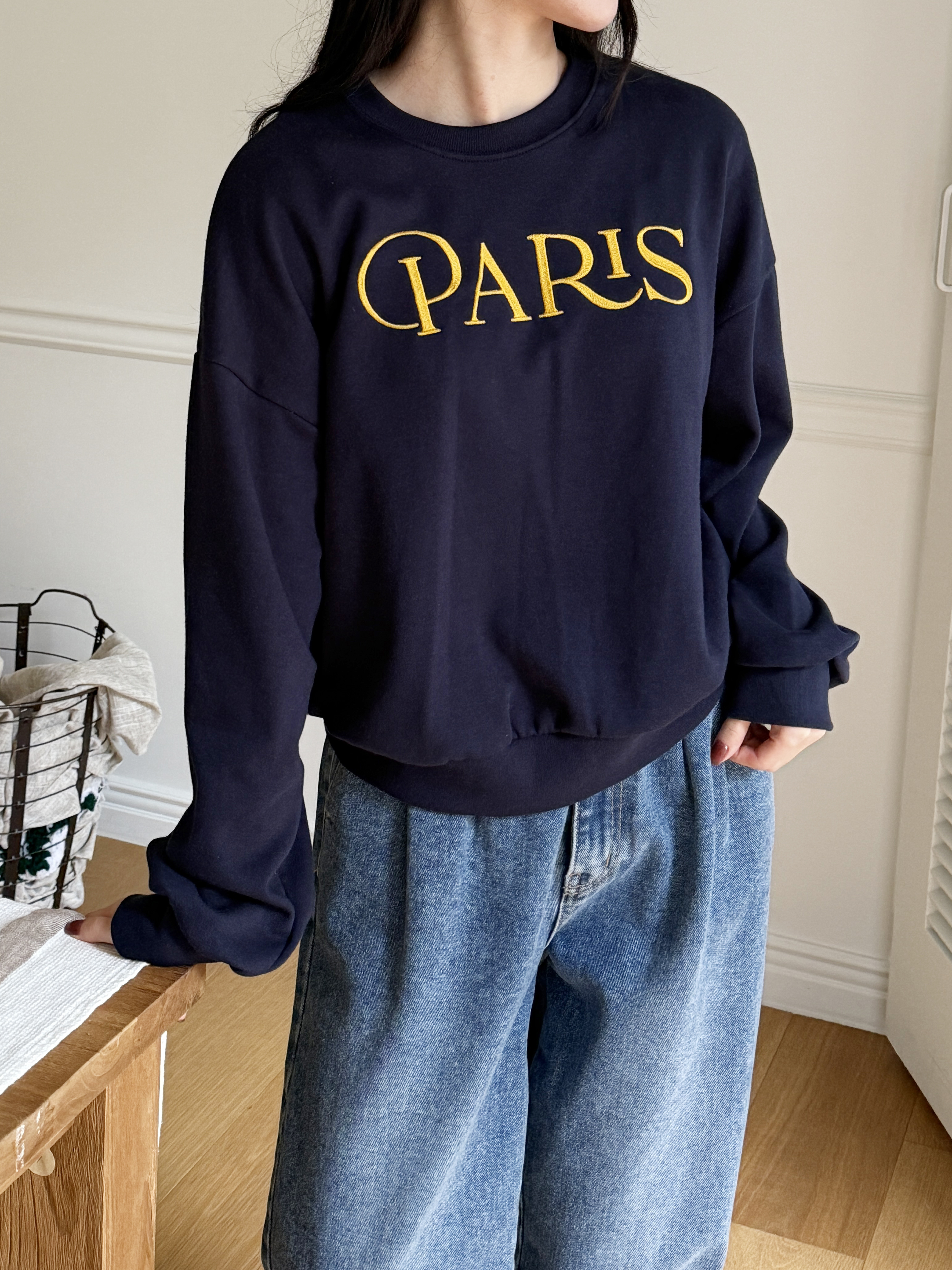 ラウンドネックルーズ長袖刺繍ロゴスウェット | 詳細画像2