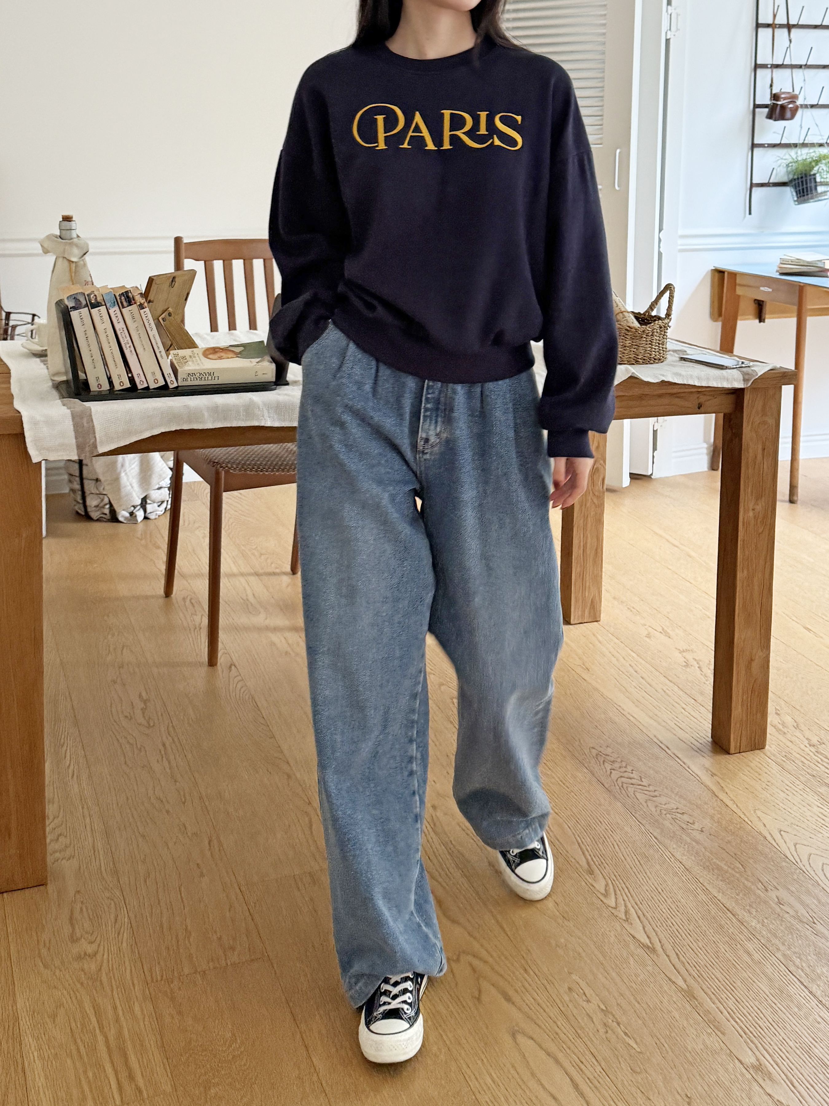 ラウンドネックルーズ長袖刺繍ロゴスウェット | 詳細画像4